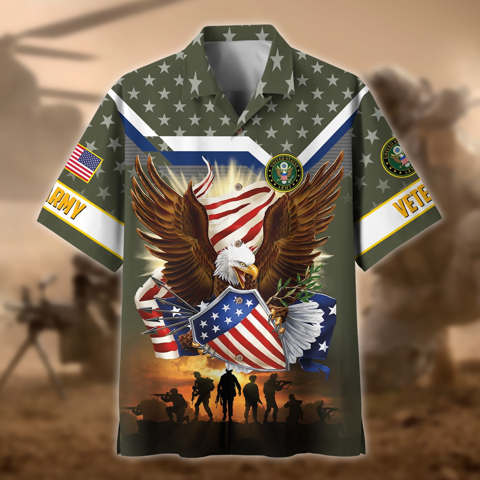 Premium Eagle US Veteran Polo And Hawaii Shirt NPVC201202
