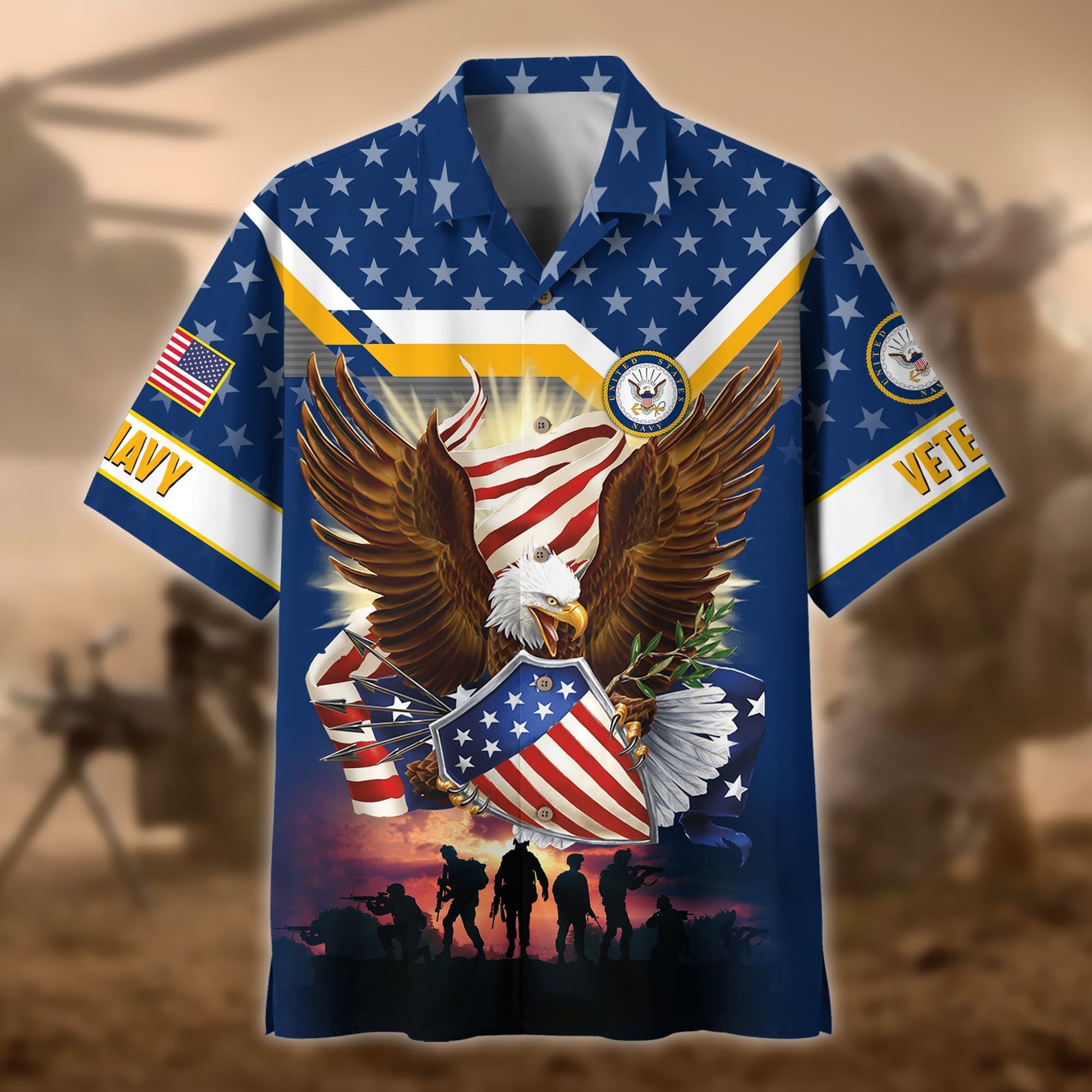 Premium Eagle US Veteran Polo And Hawaii Shirt NPVC201202