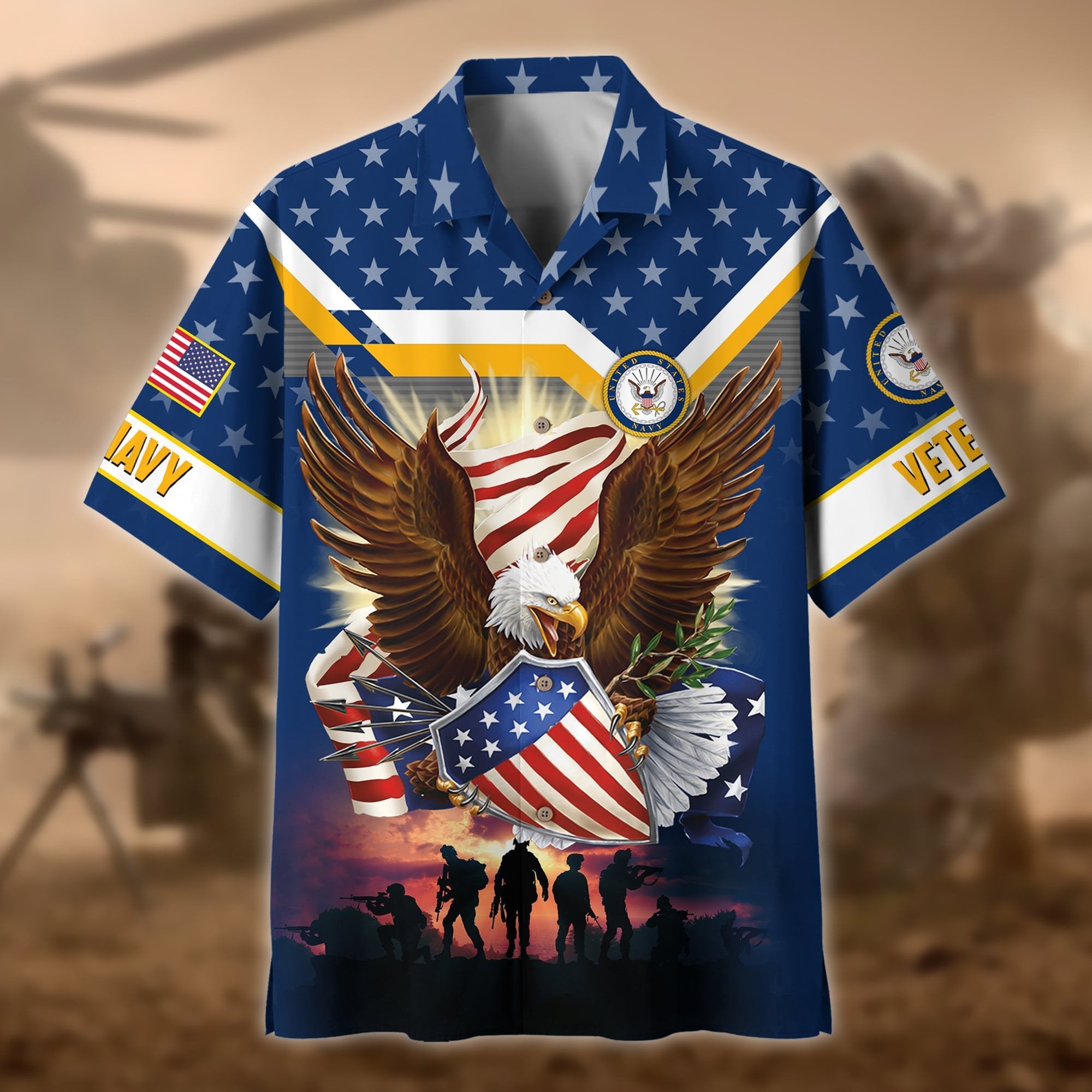 Premium Eagle US Veteran Polo And Hawaii Shirt NPVC201202