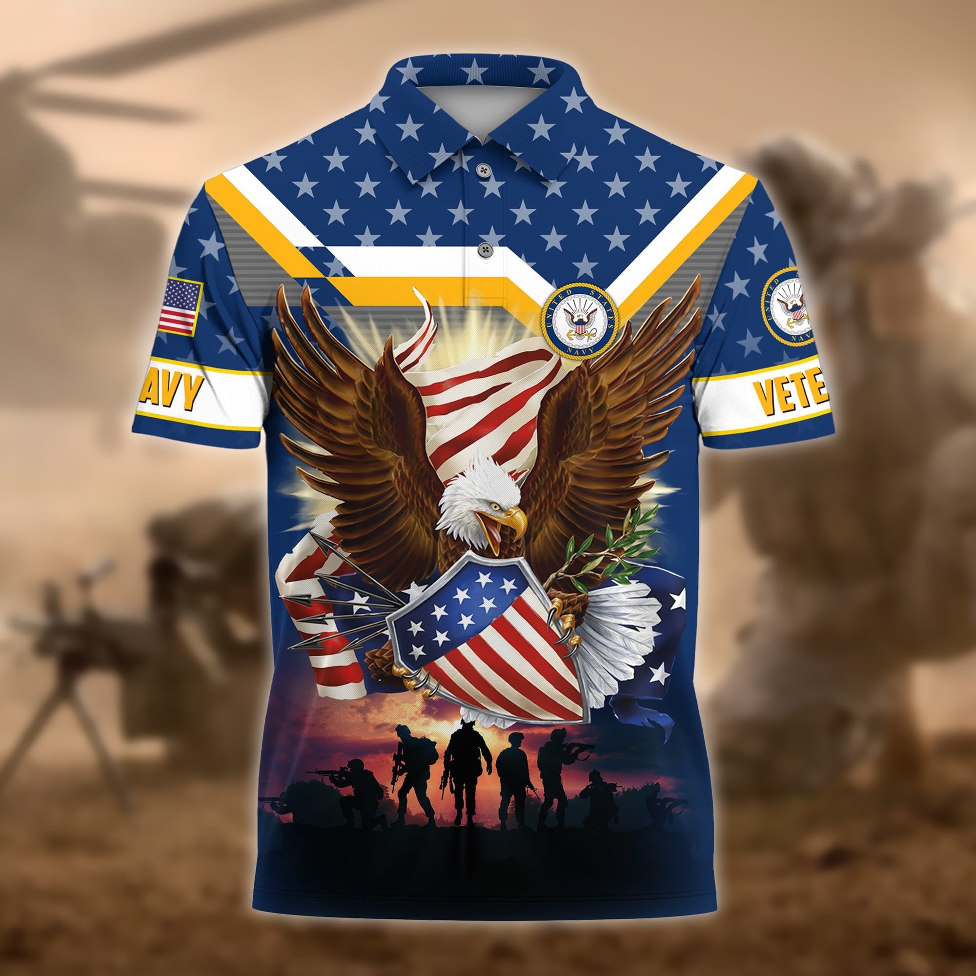 Premium Eagle US Veteran Polo And Hawaii Shirt NPVC201202