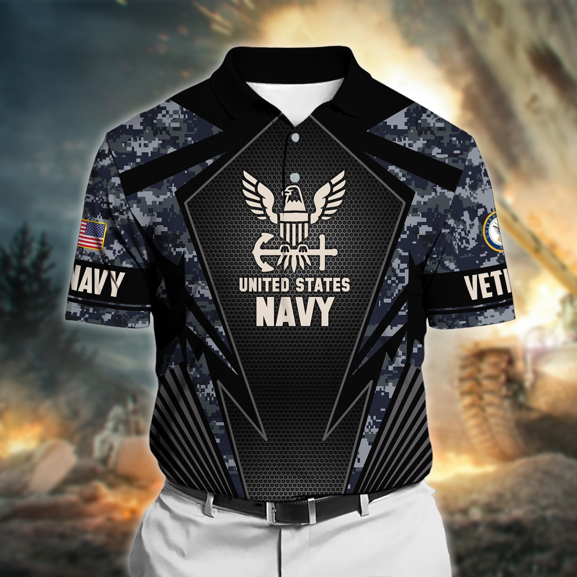 Premium Camo Solider US Veteran Polo Shirt NPVC140301