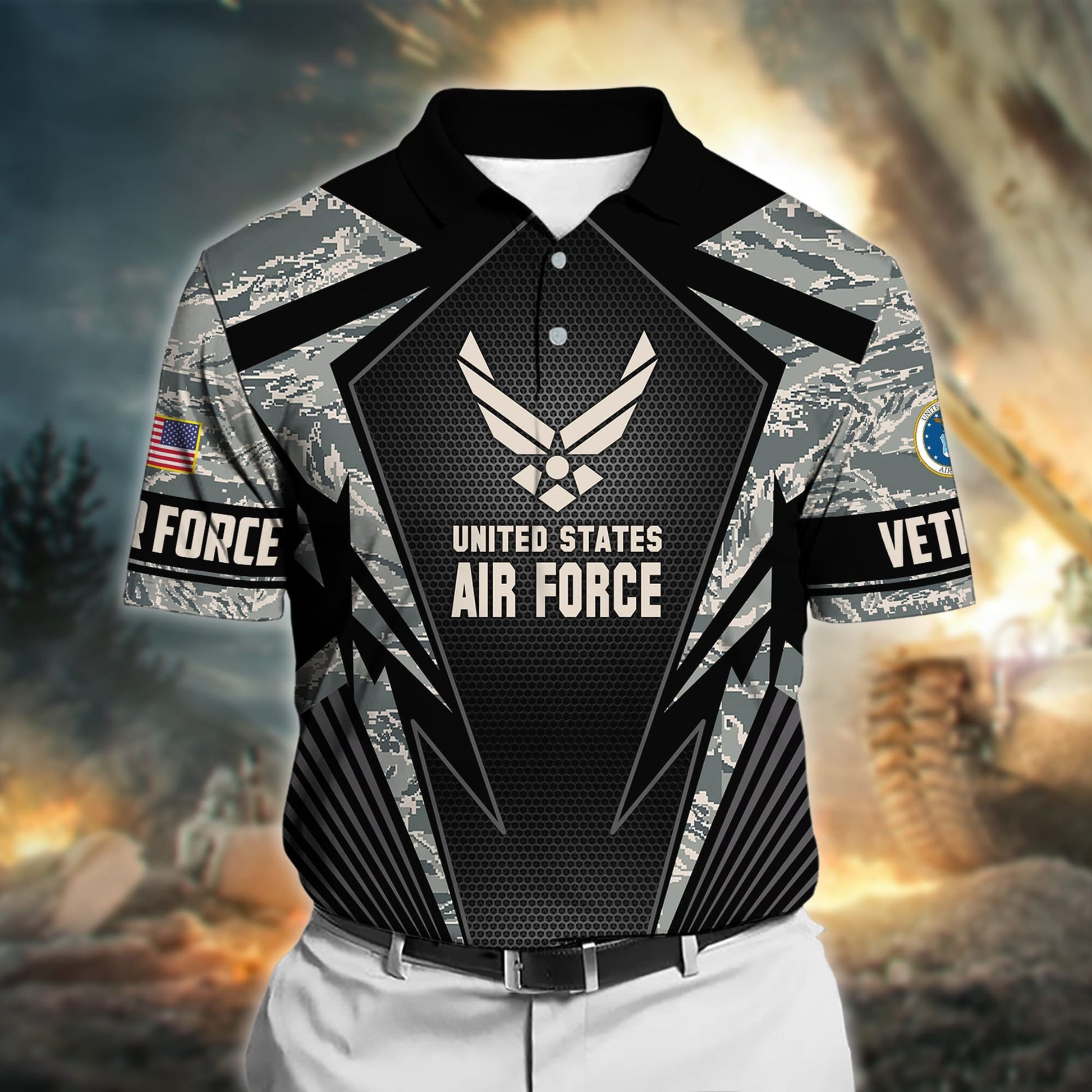 Premium Camo Solider US Veteran Polo Shirt NPVC140301