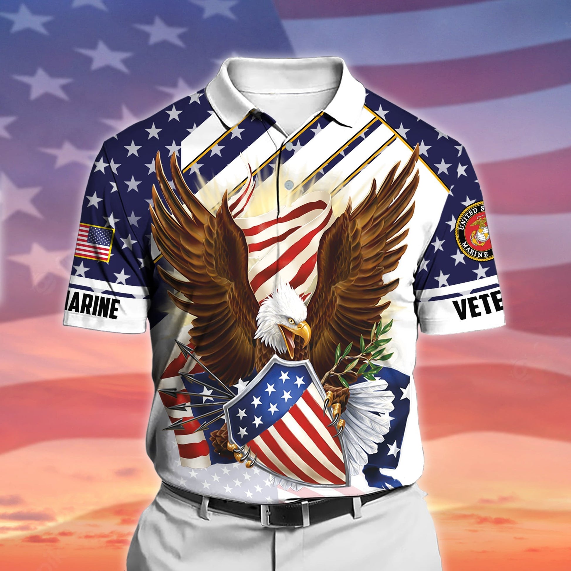 Premium Eagle US Veteran Polo And Hawaii Shirt NPVC140201