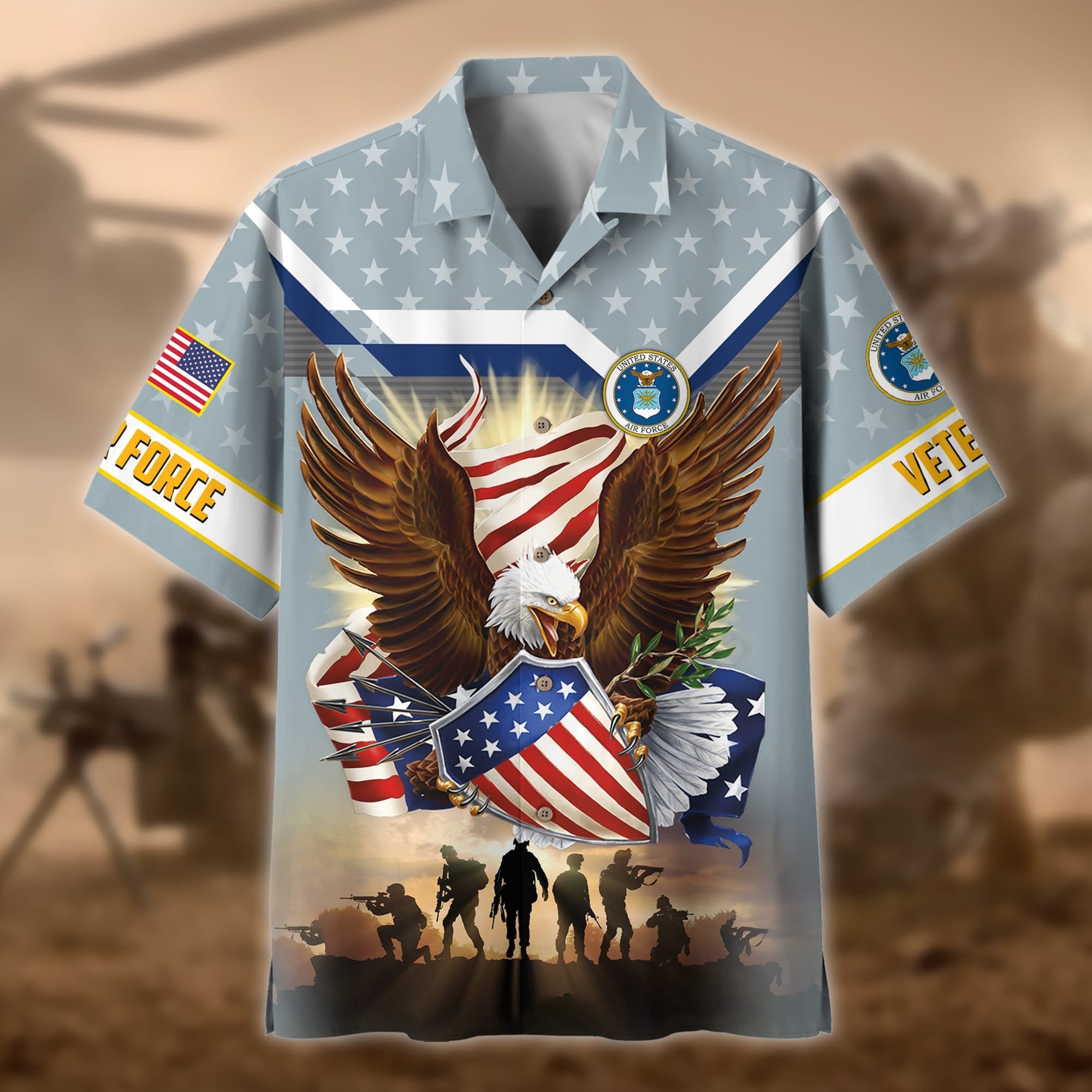 Premium Eagle US Veteran Polo And Hawaii Shirt NPVC201202
