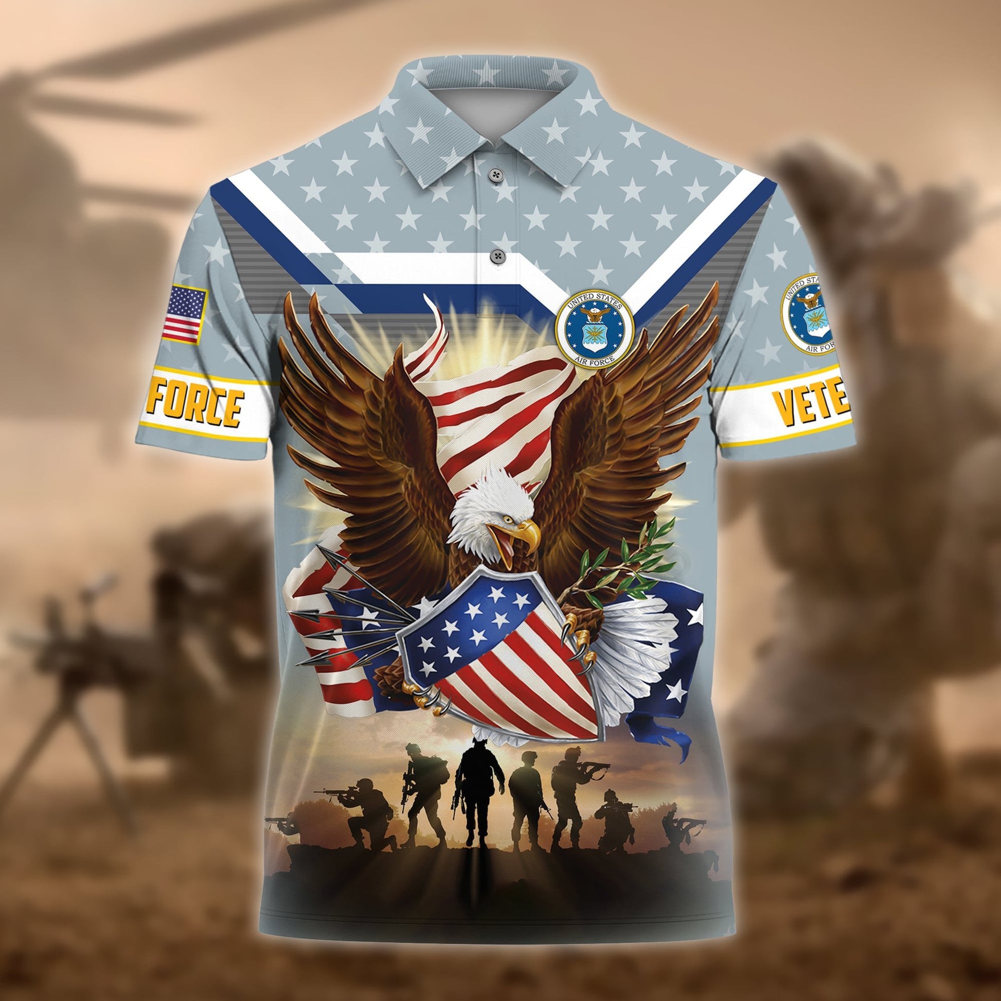 Premium Eagle US Veteran Polo And Hawaii Shirt NPVC201202