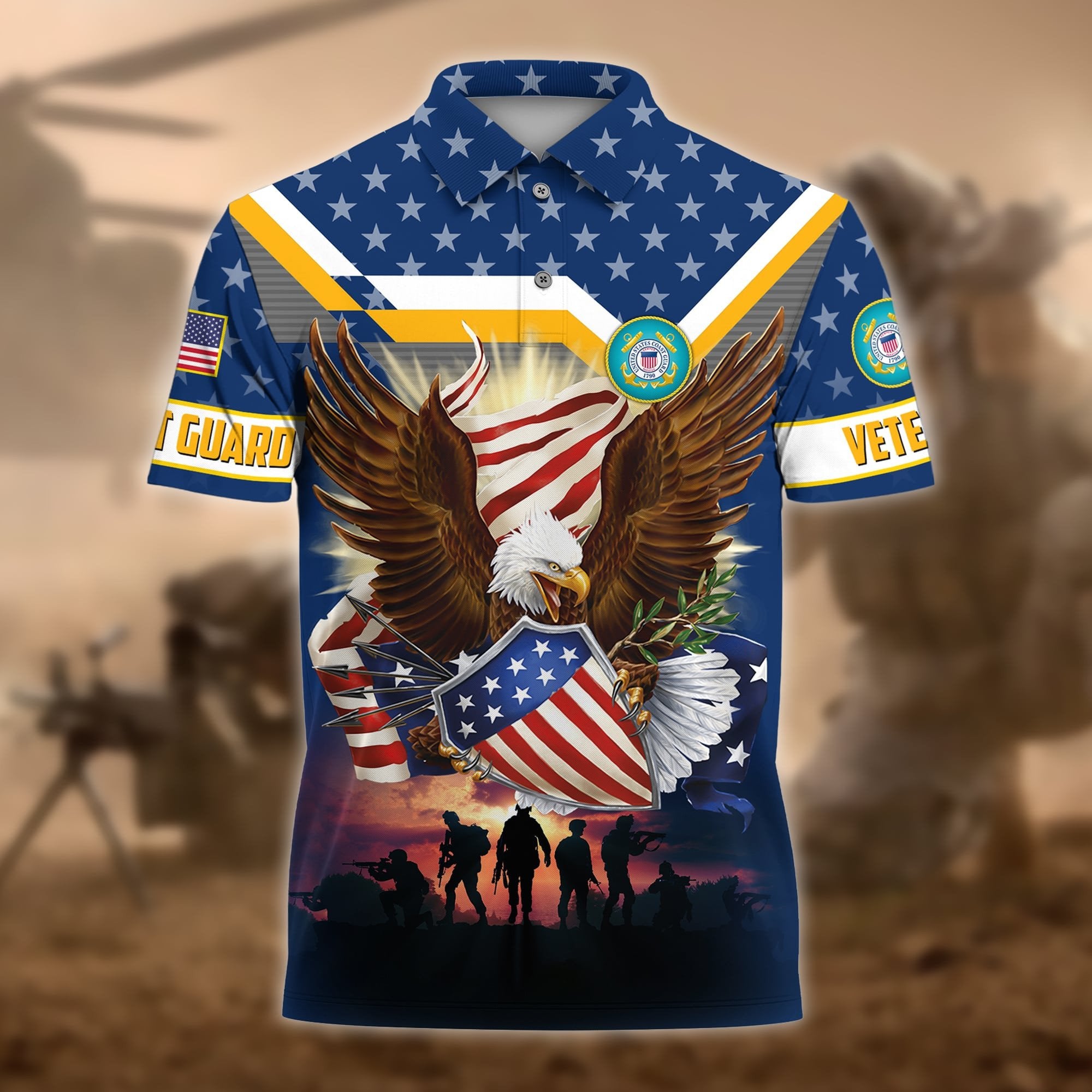 Premium Eagle US Veteran Polo And Hawaii Shirt NPVC201202