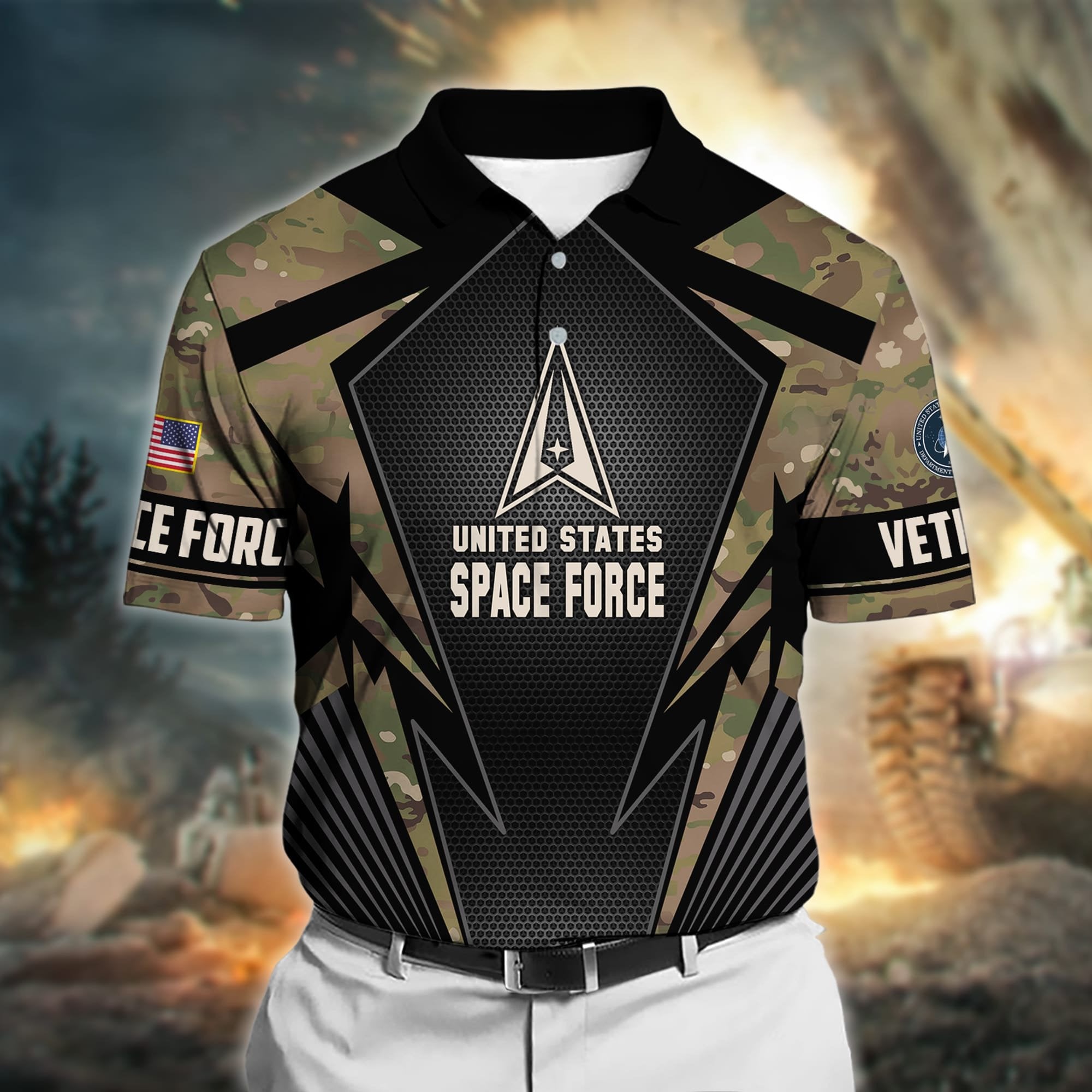 Premium Camo Solider US Veteran Polo Shirt NPVC140301