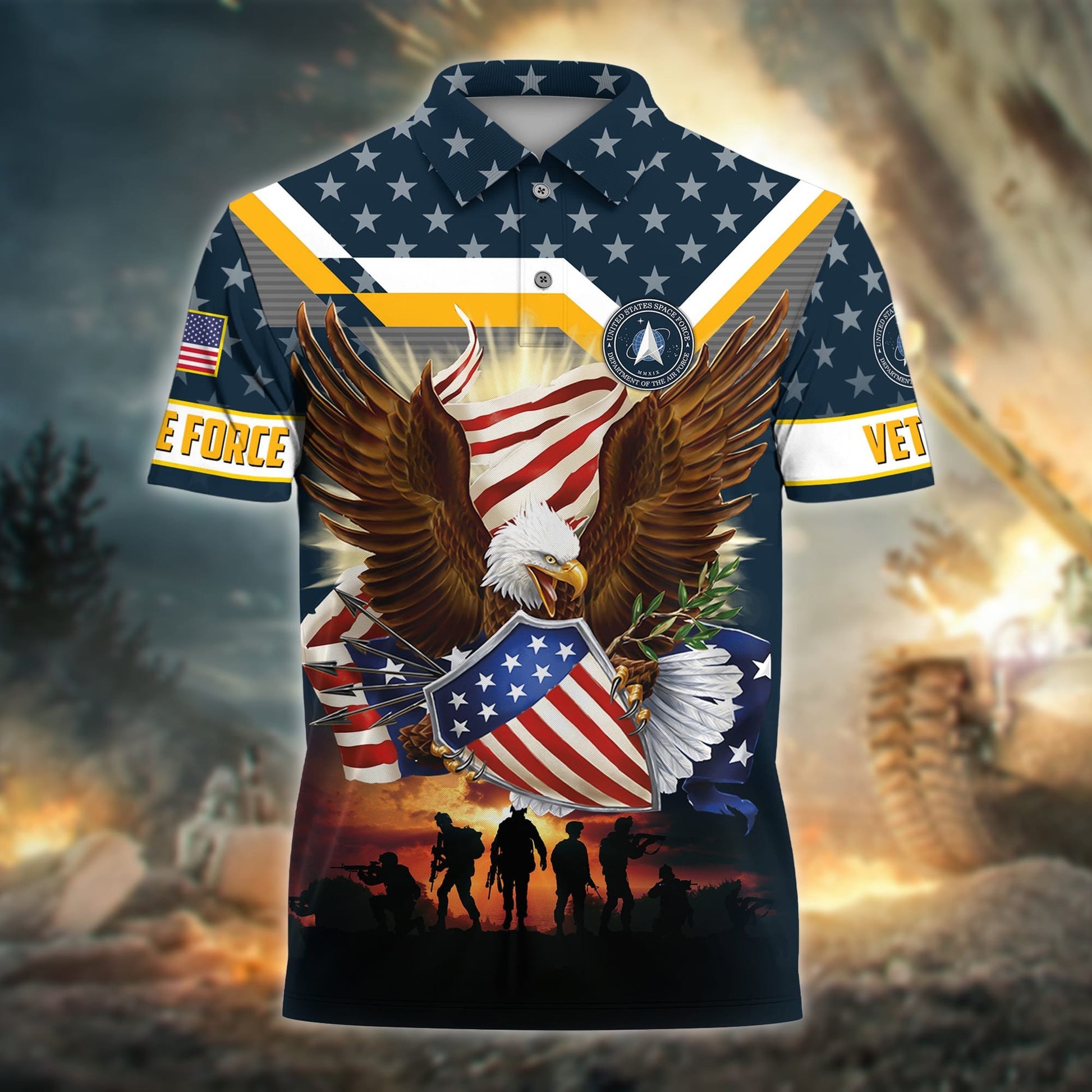 Premium Eagle US Veteran Polo And Hawaii Shirt NPVC201202