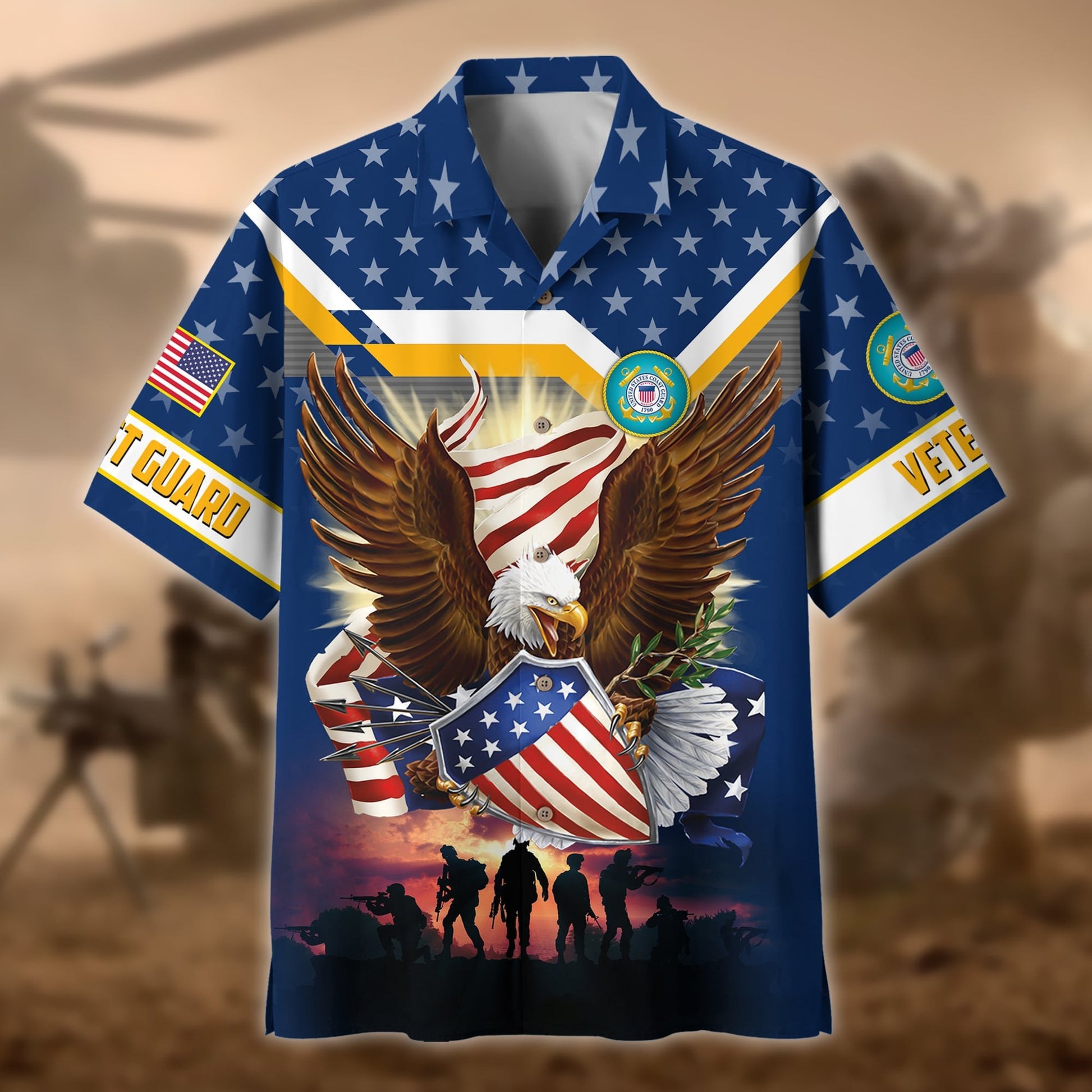 Premium Eagle US Veteran Polo And Hawaii Shirt NPVC201202