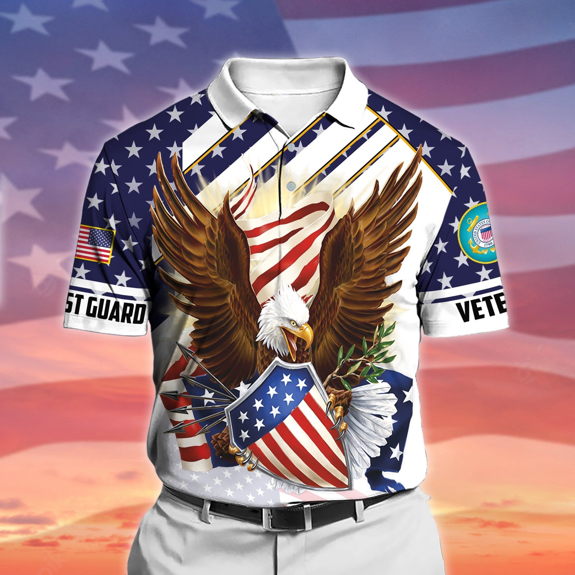 Premium Eagle US Veteran Polo And Hawaii Shirt NPVC140201