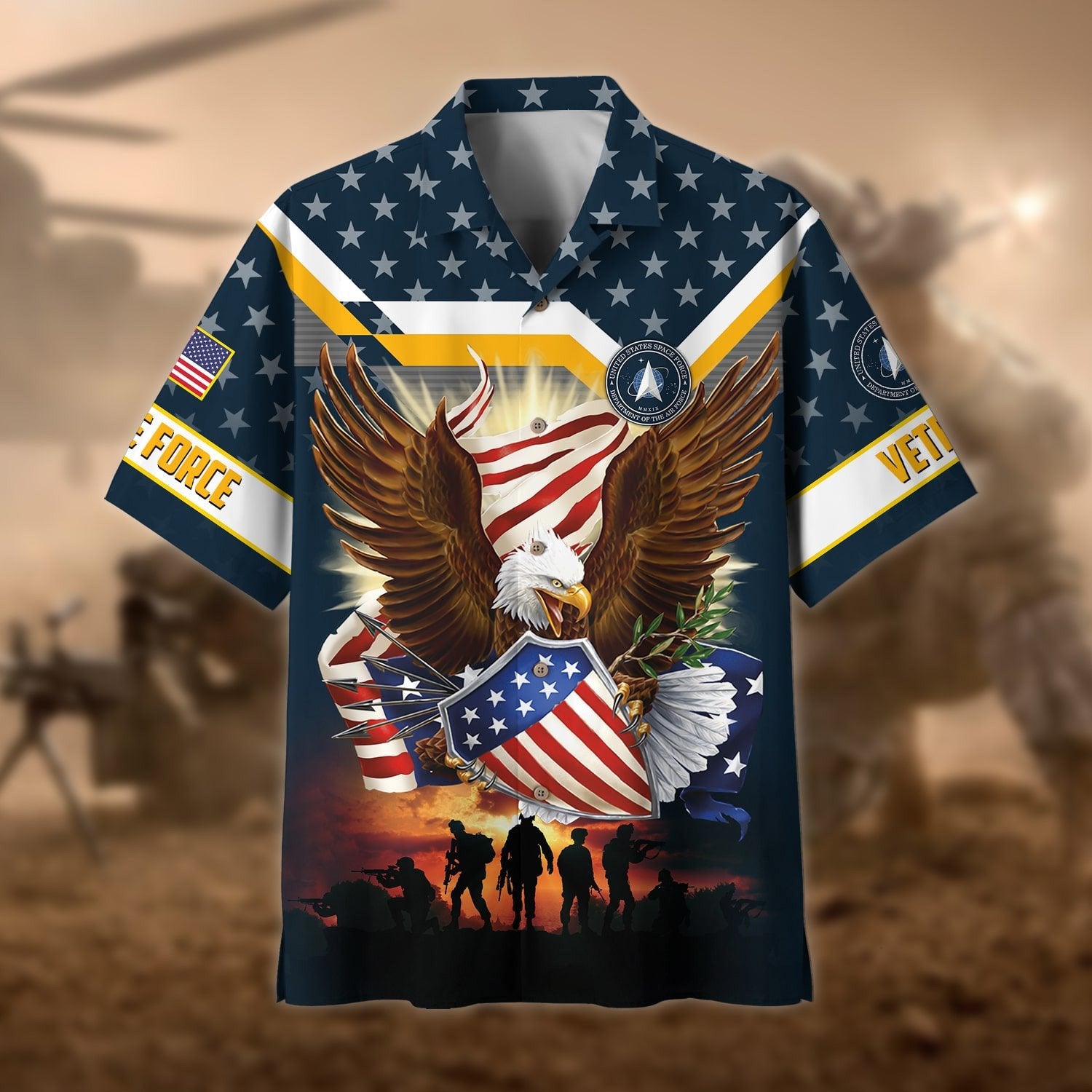 Premium Eagle US Veteran Polo And Hawaii Shirt NPVC201202