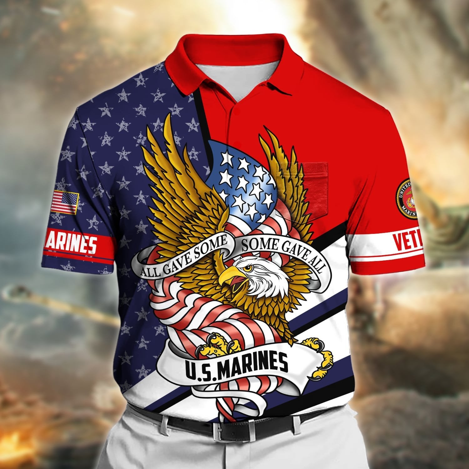 Premium All Gave Some Some Gave All US Veteran Polo Shirt With Pocket NPVC260405