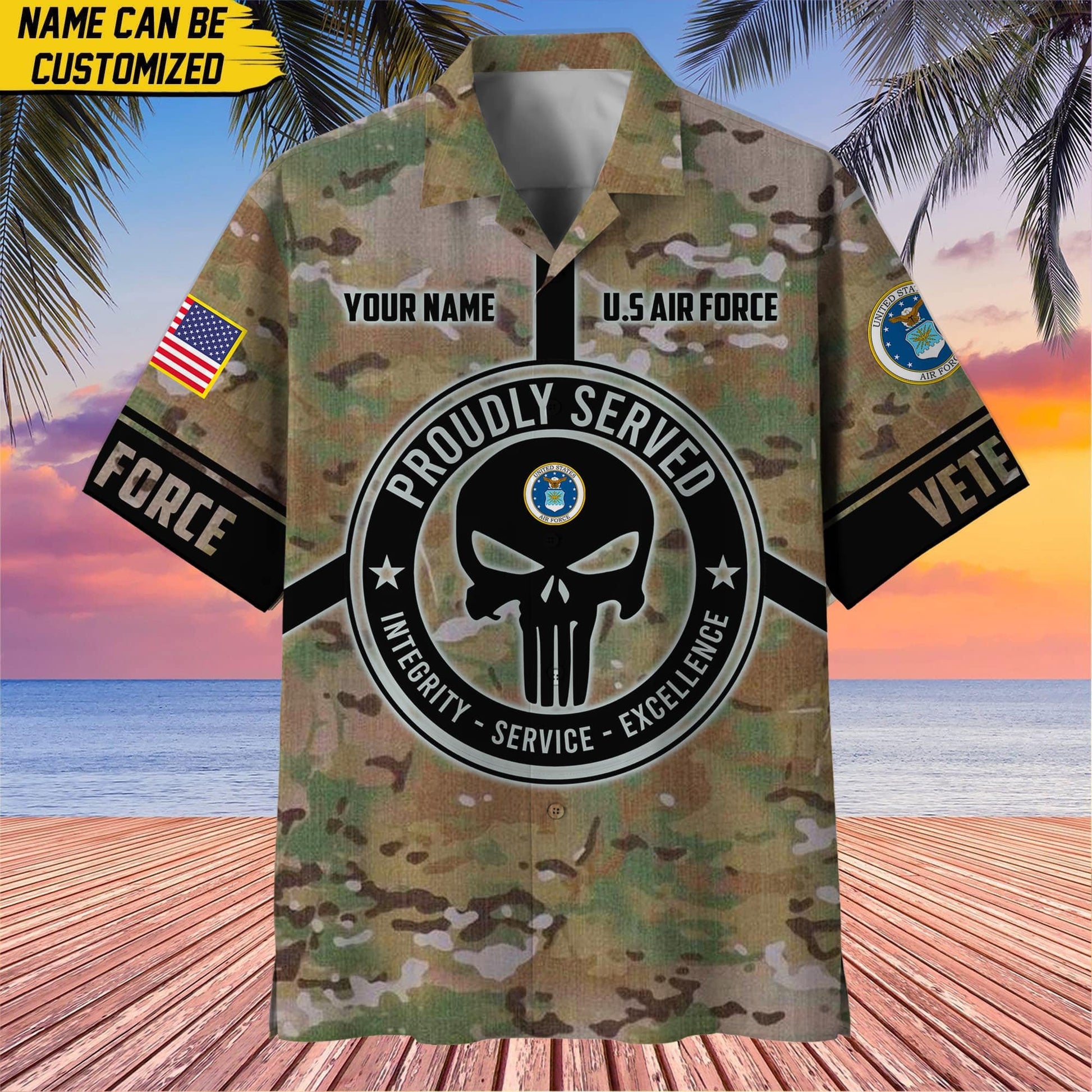 Premium Personalized Camo Soldiers Multiservice US Veteran Hawaii Shirt NPVC140601