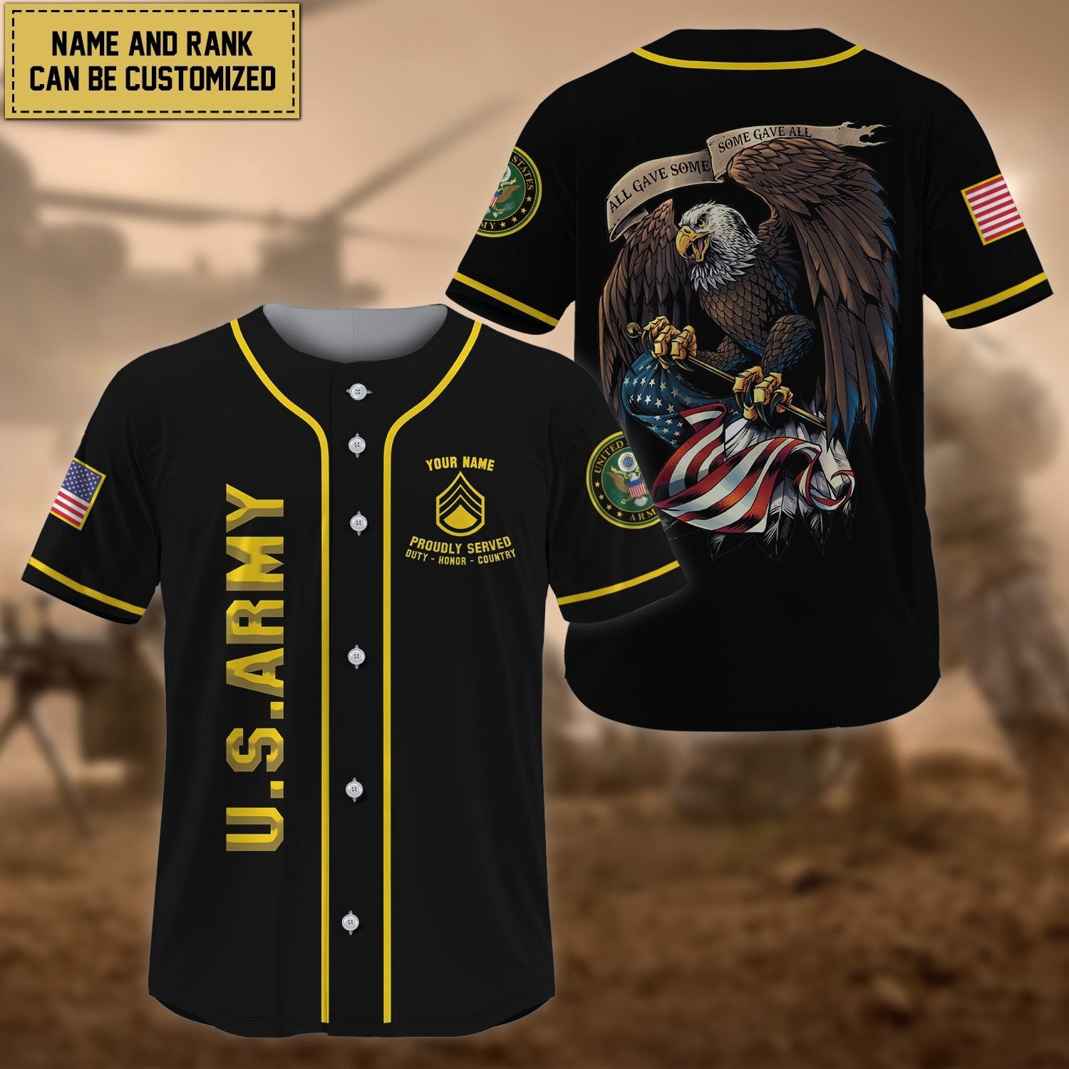 Premium Personalised All Gave Some US Veteran Baseball Jersey NPVC110201