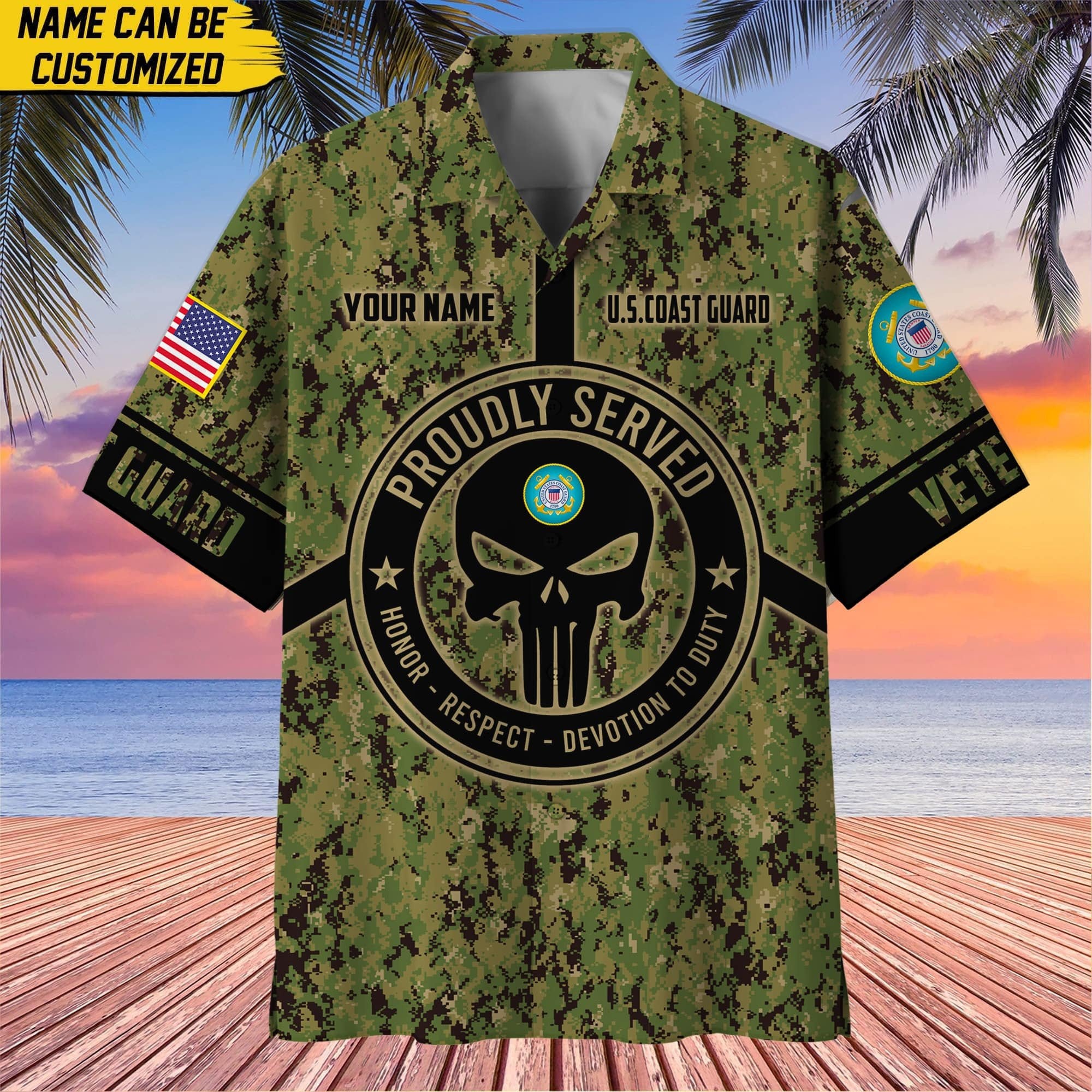 Premium Personalized Camo Soldiers Multiservice US Veteran Hawaii Shirt NPVC140601