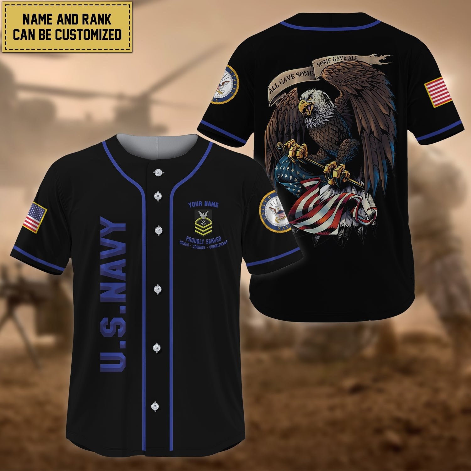 Premium Personalised All Gave Some US Veteran Baseball Jersey NPVC110201