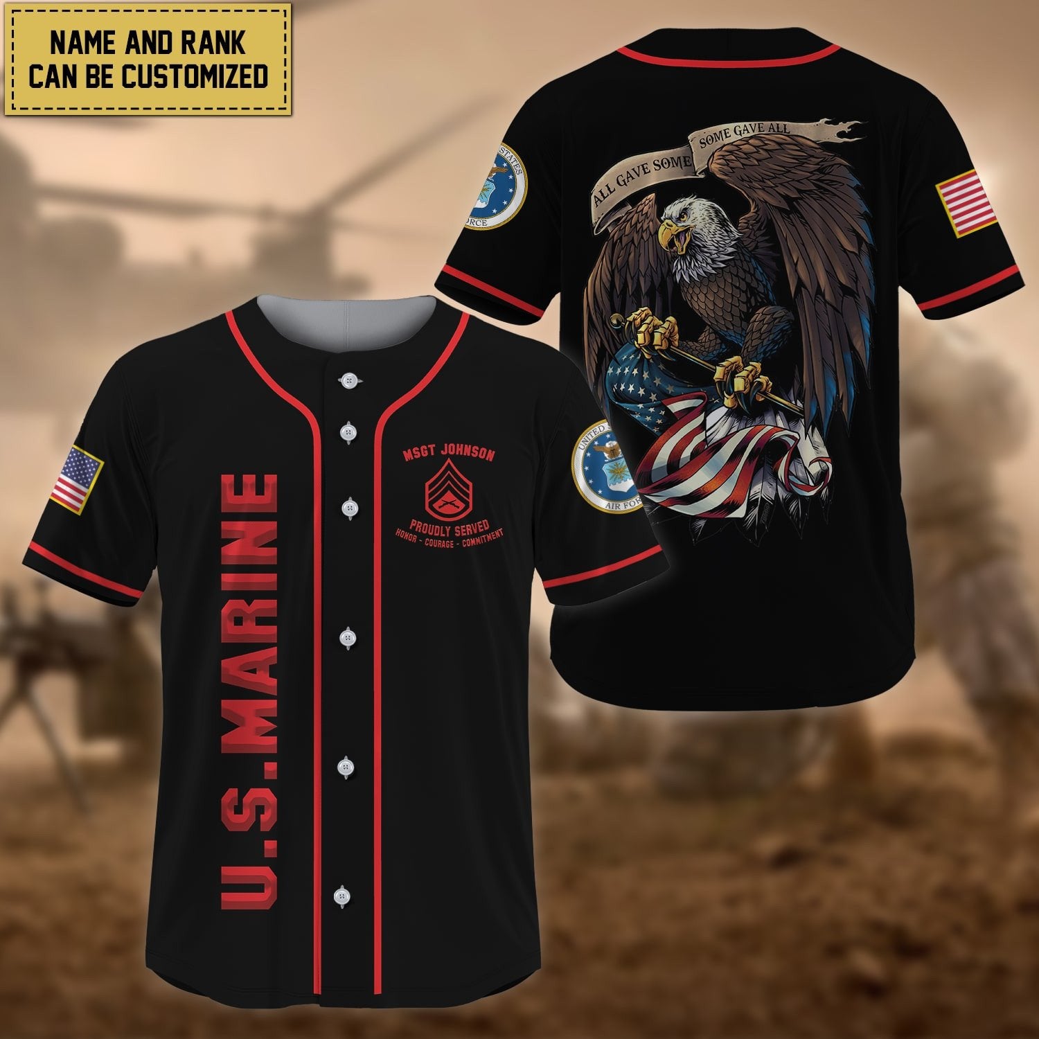 Premium Personalised All Gave Some US Veteran Baseball Jersey NPVC110201