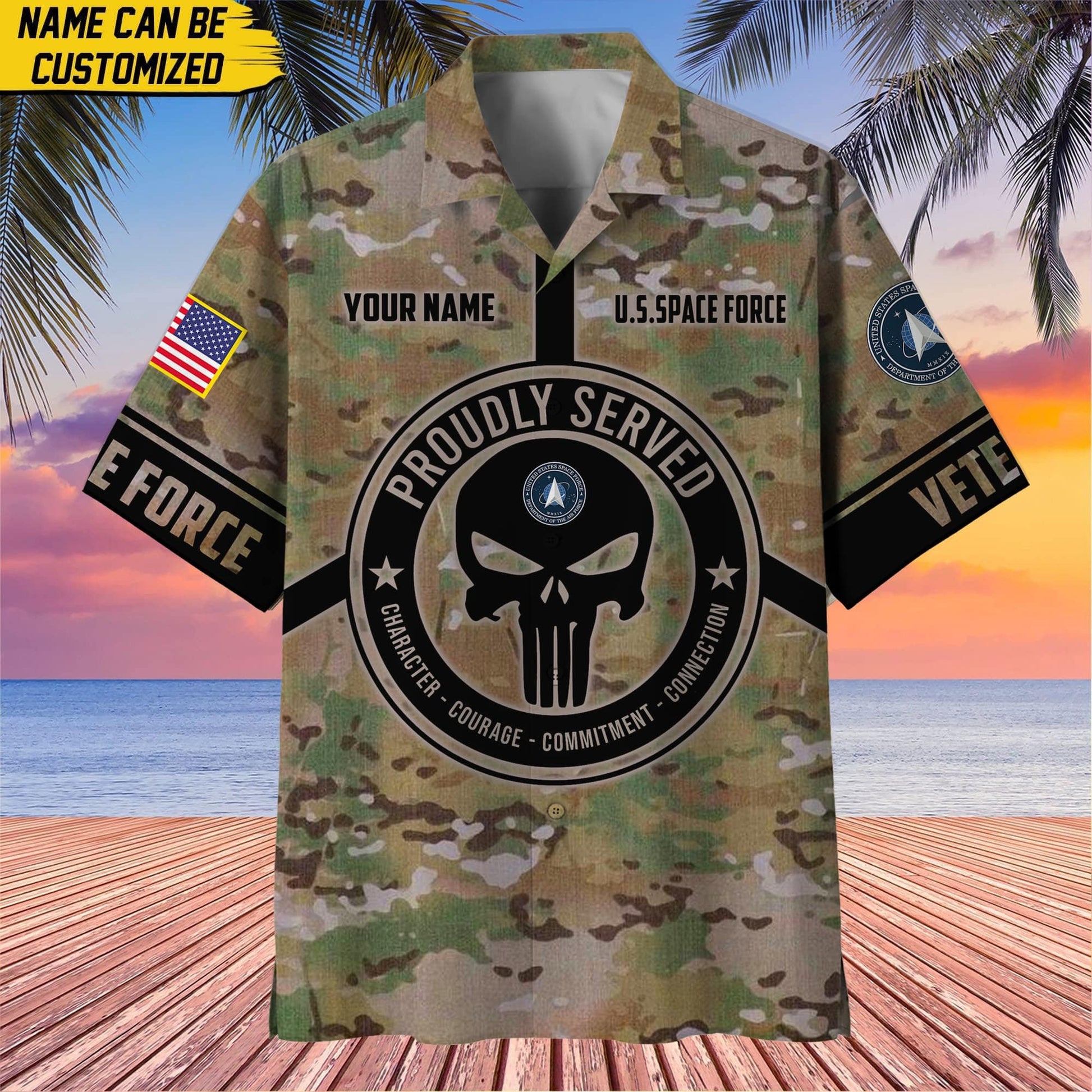 Premium Personalized Camo Soldiers Multiservice US Veteran Hawaii Shirt NPVC140601