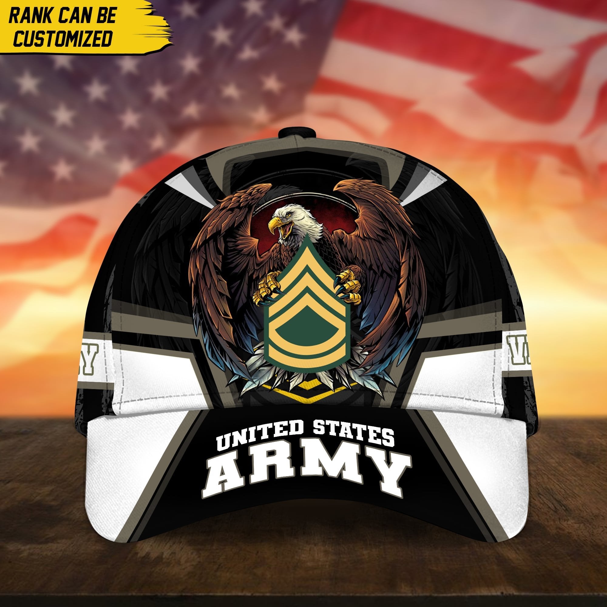 Premium Personalized Custom Rank US Veteran Cap APVC220701
