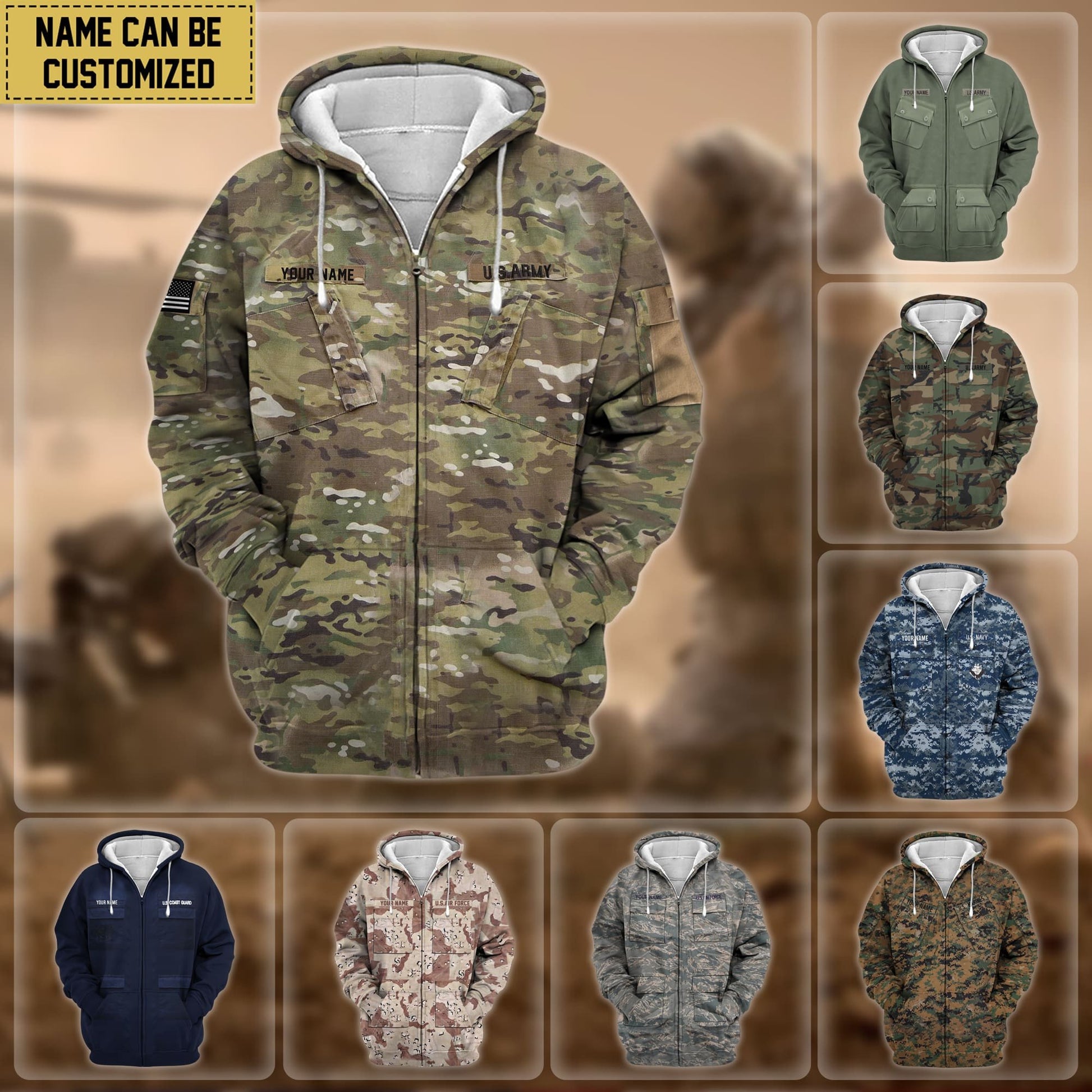 Premium Personalized US Veteran Zip Hoodie APVC080808