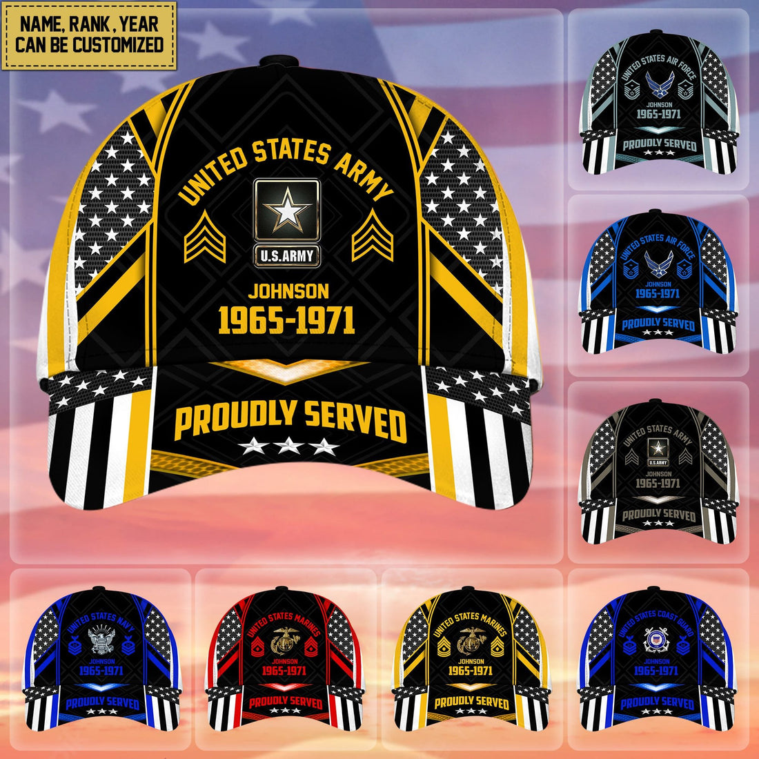 Premium Custom Name Rank And Year US Veteran Cap APVC160802