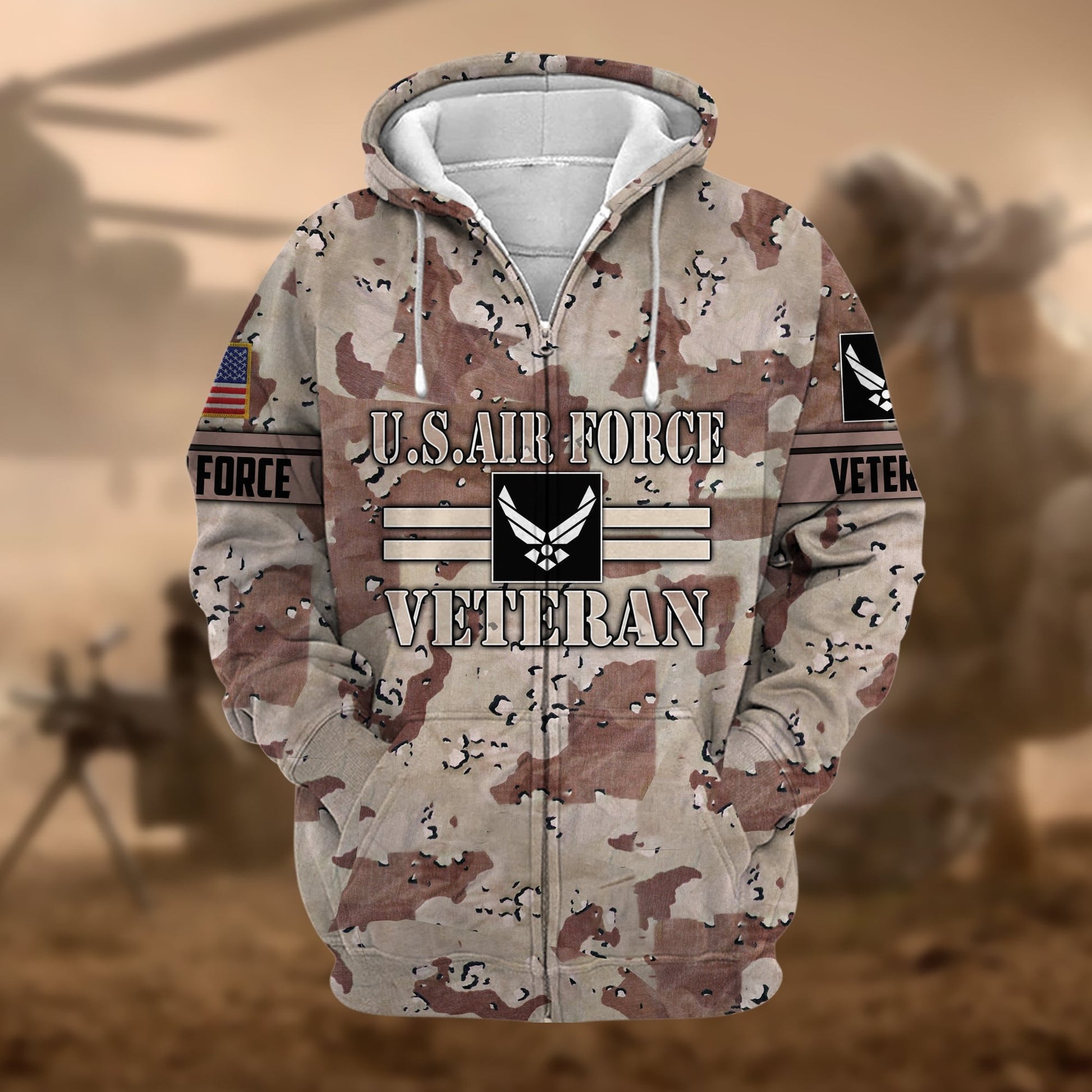 Premium Camo Soldiers US Veteran Zip Hoodie APVC220803