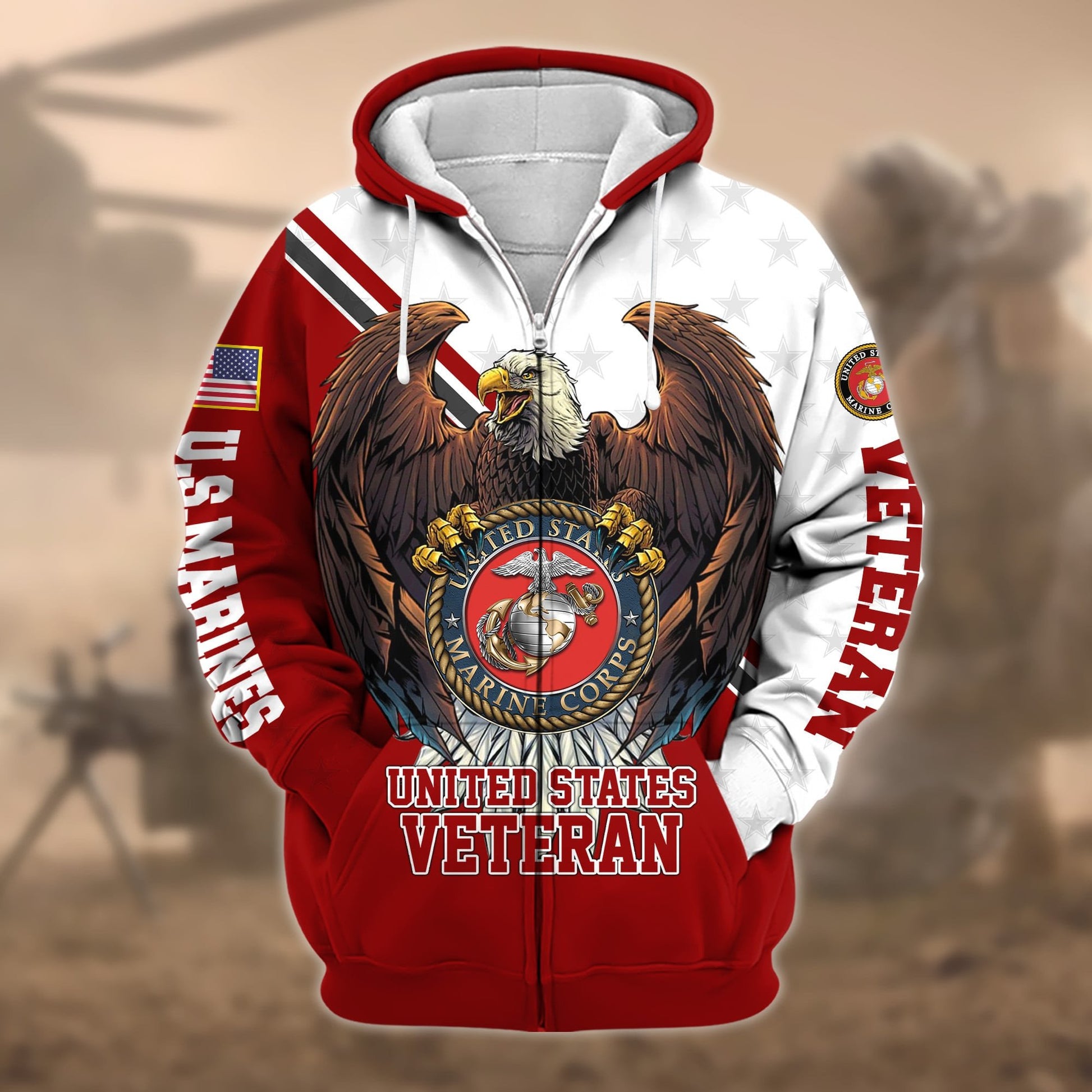 Premium Eagle US Veteran Zip Hoodie APVC140803