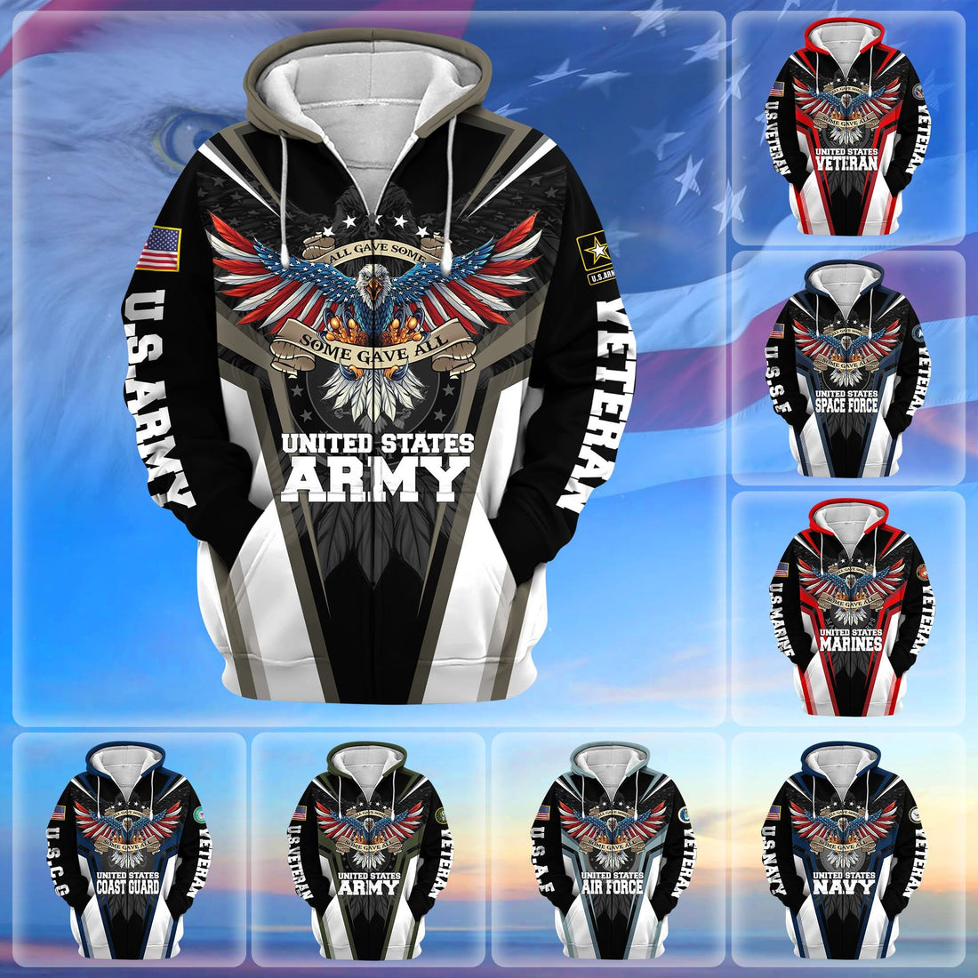 Premium All Gave Some Some Gave All US Veteran Zip Hoodie APVC140801