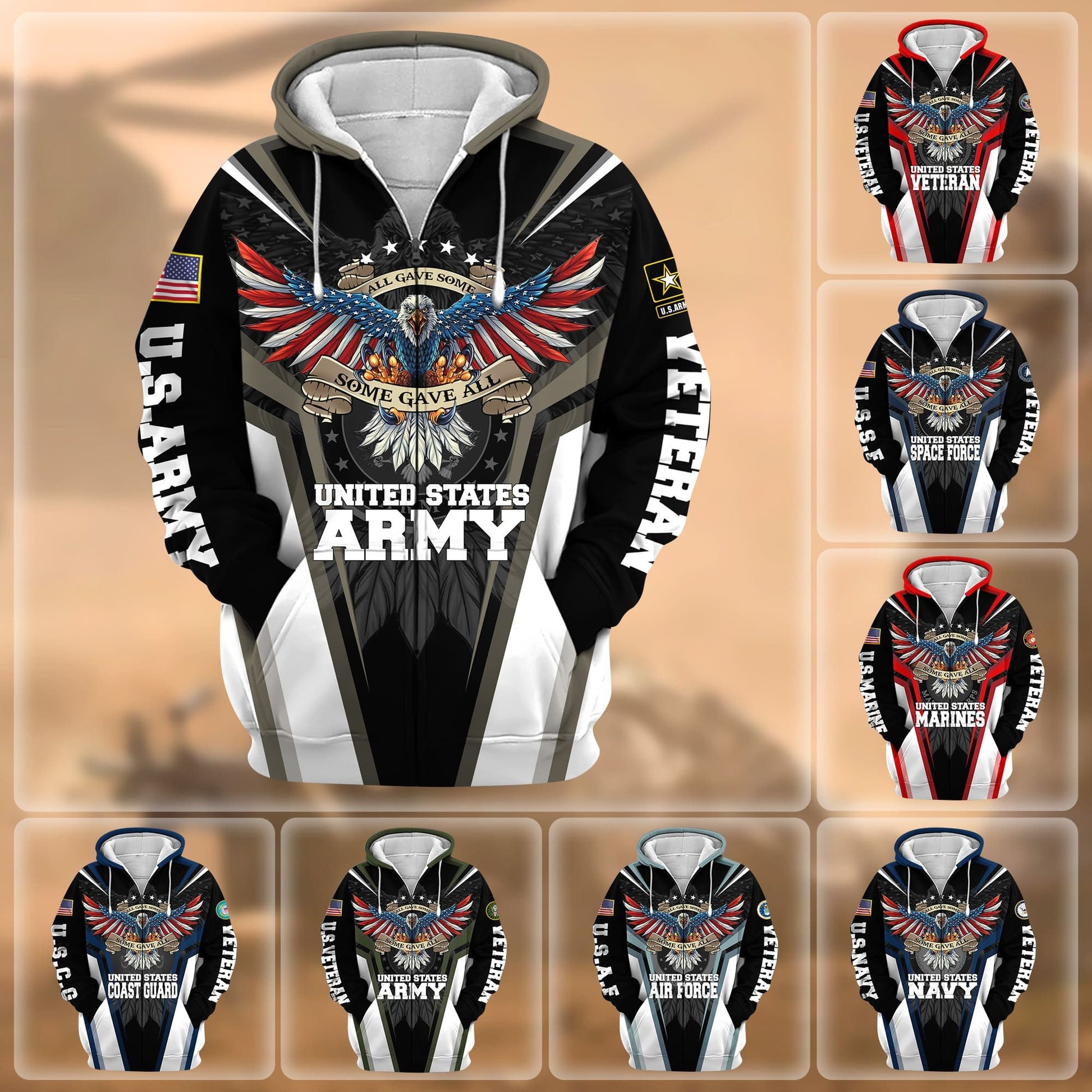 Premium All Gave Some Some Gave All US Veteran Zip Hoodie APVC140801