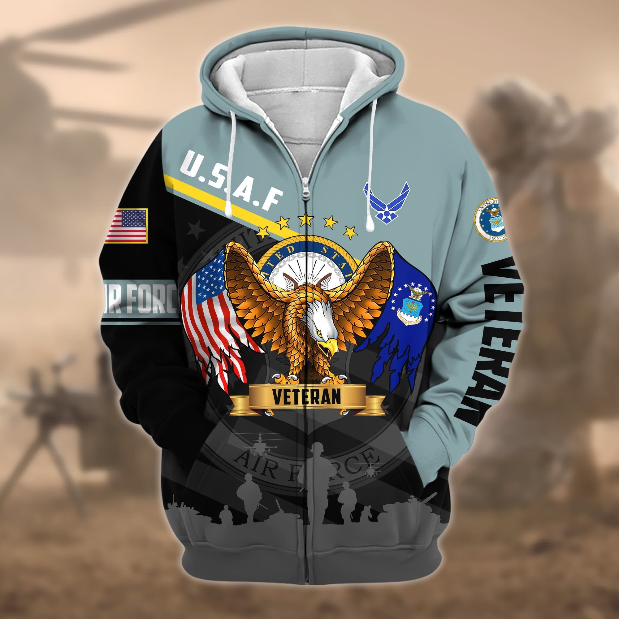Premium Proudly Served US Veteran Zip Hoodie APVC140802