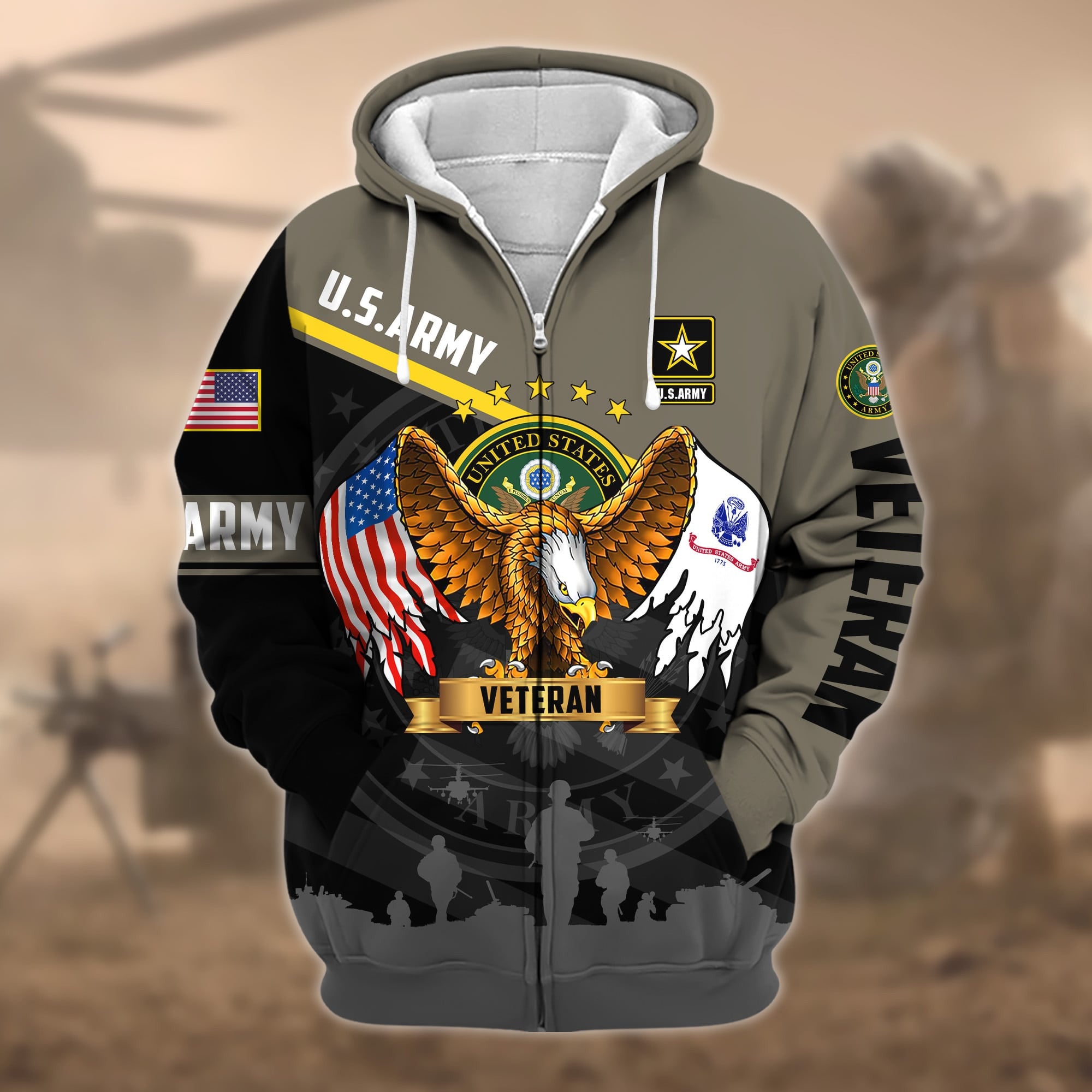 Premium Proudly Served US Veteran Zip Hoodie APVC140802