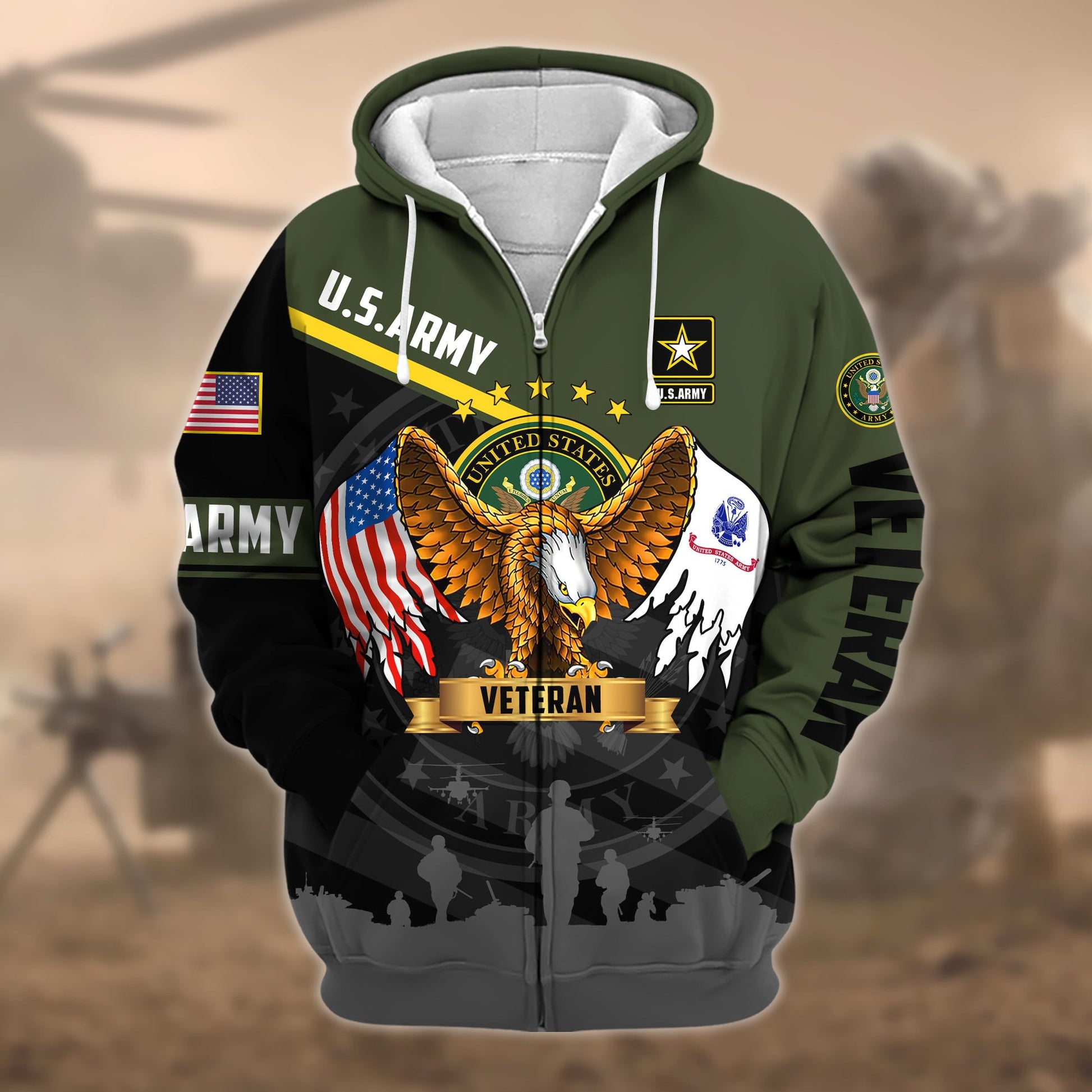 Premium Proudly Served US Veteran Zip Hoodie APVC140802