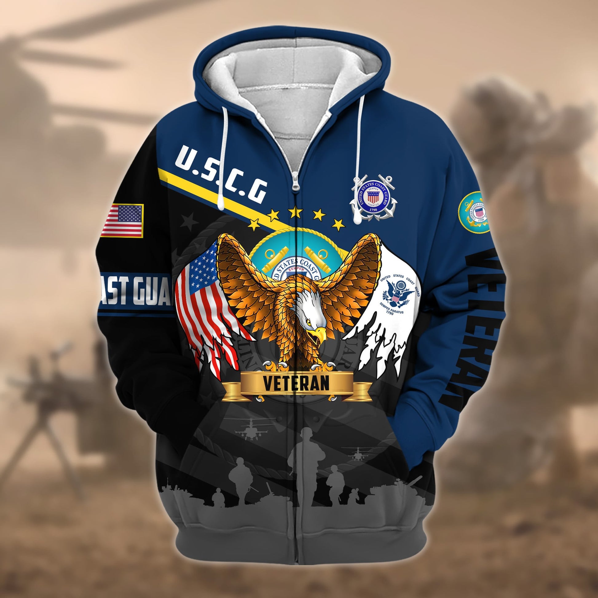 Premium Proudly Served US Veteran Zip Hoodie APVC140802