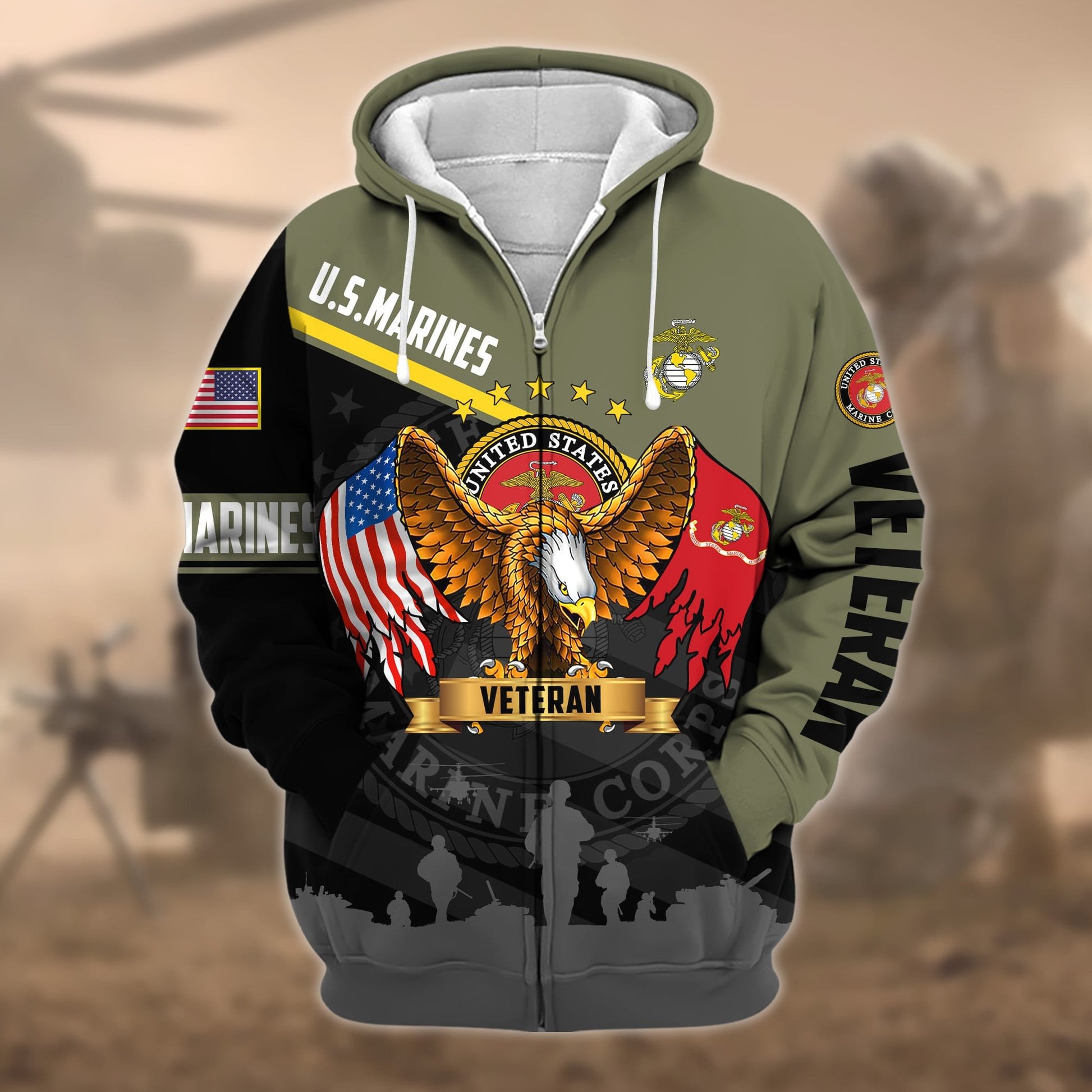 Premium Proudly Served US Veteran Zip Hoodie APVC140802