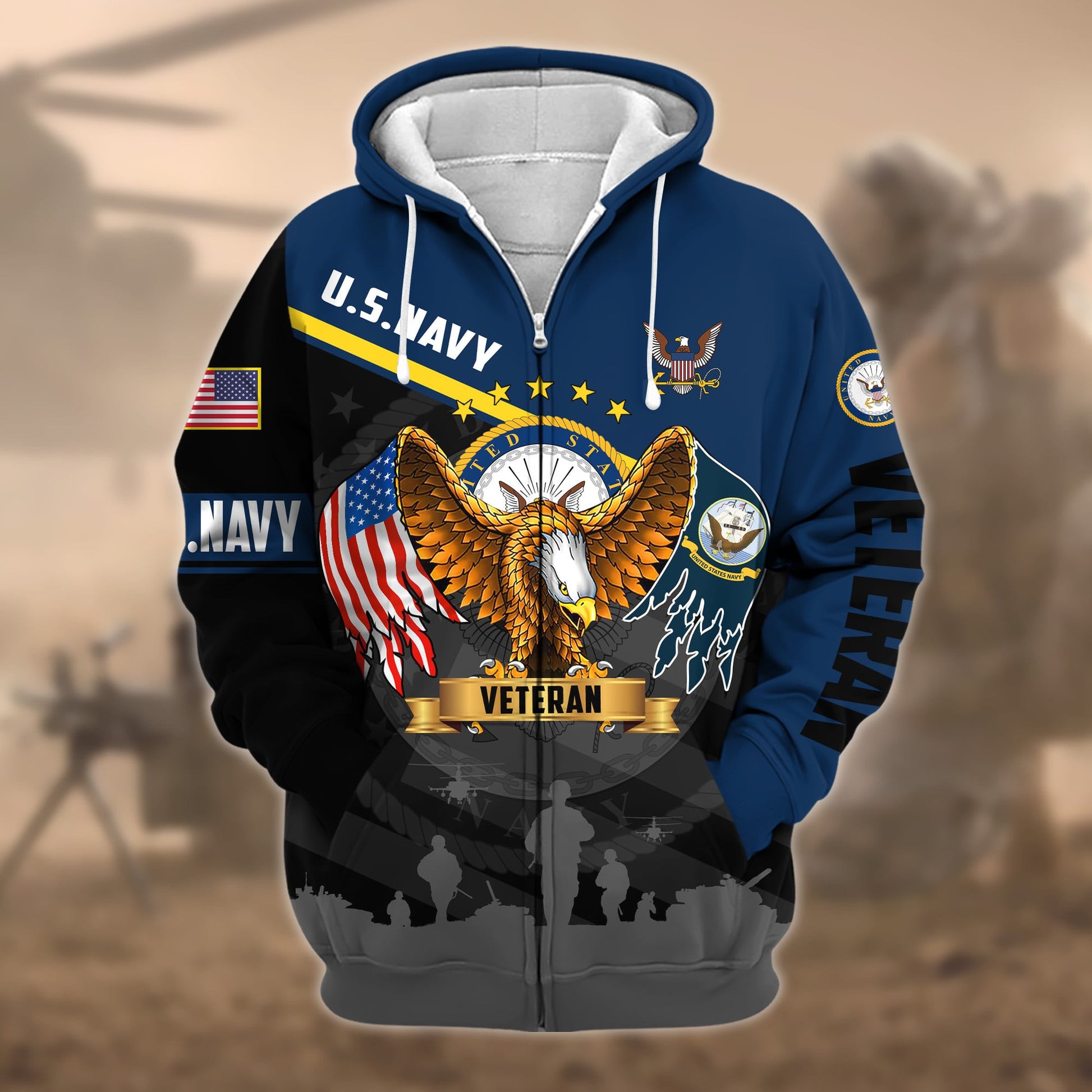 Premium Proudly Served US Veteran Zip Hoodie APVC140802