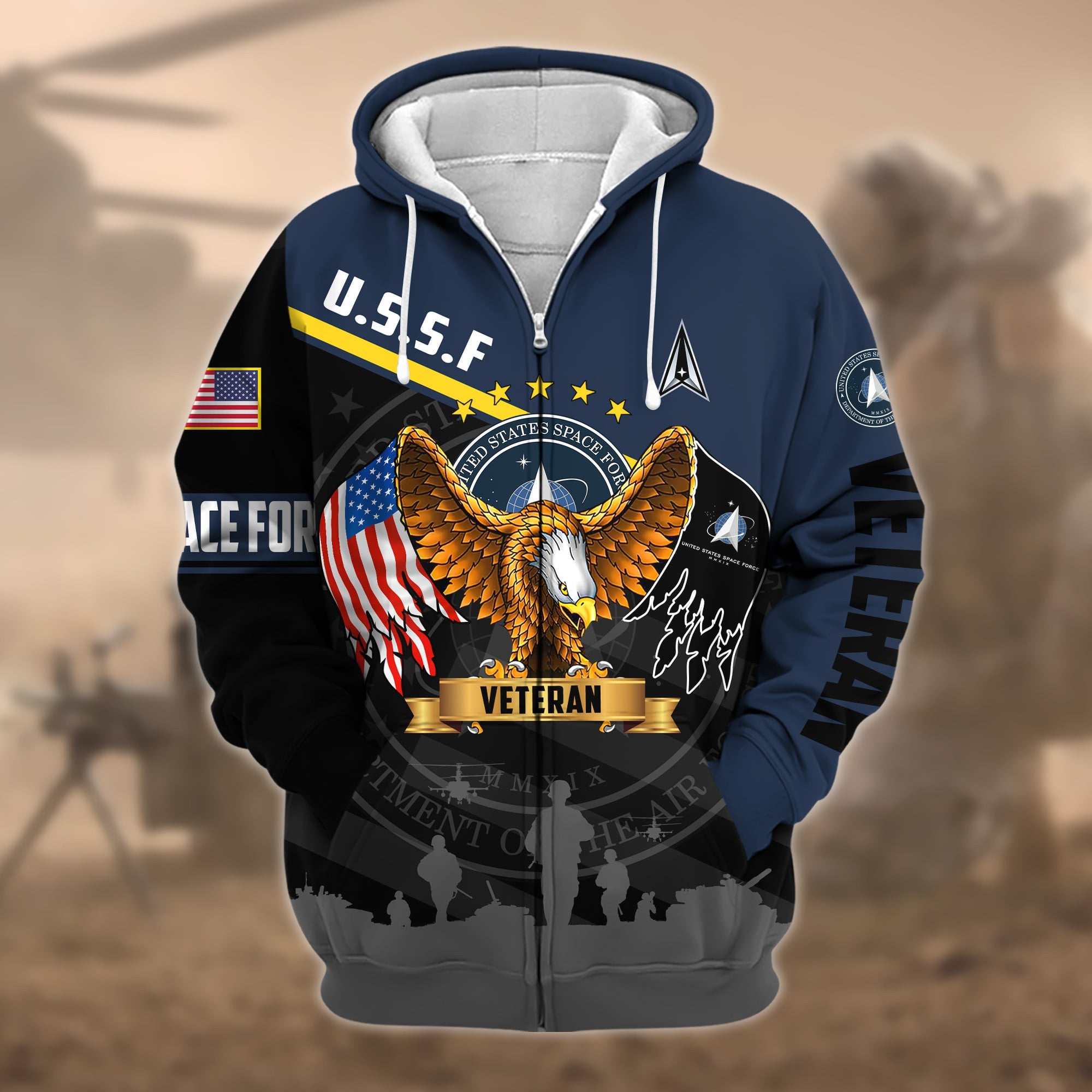 Premium Proudly Served US Veteran Zip Hoodie APVC140802