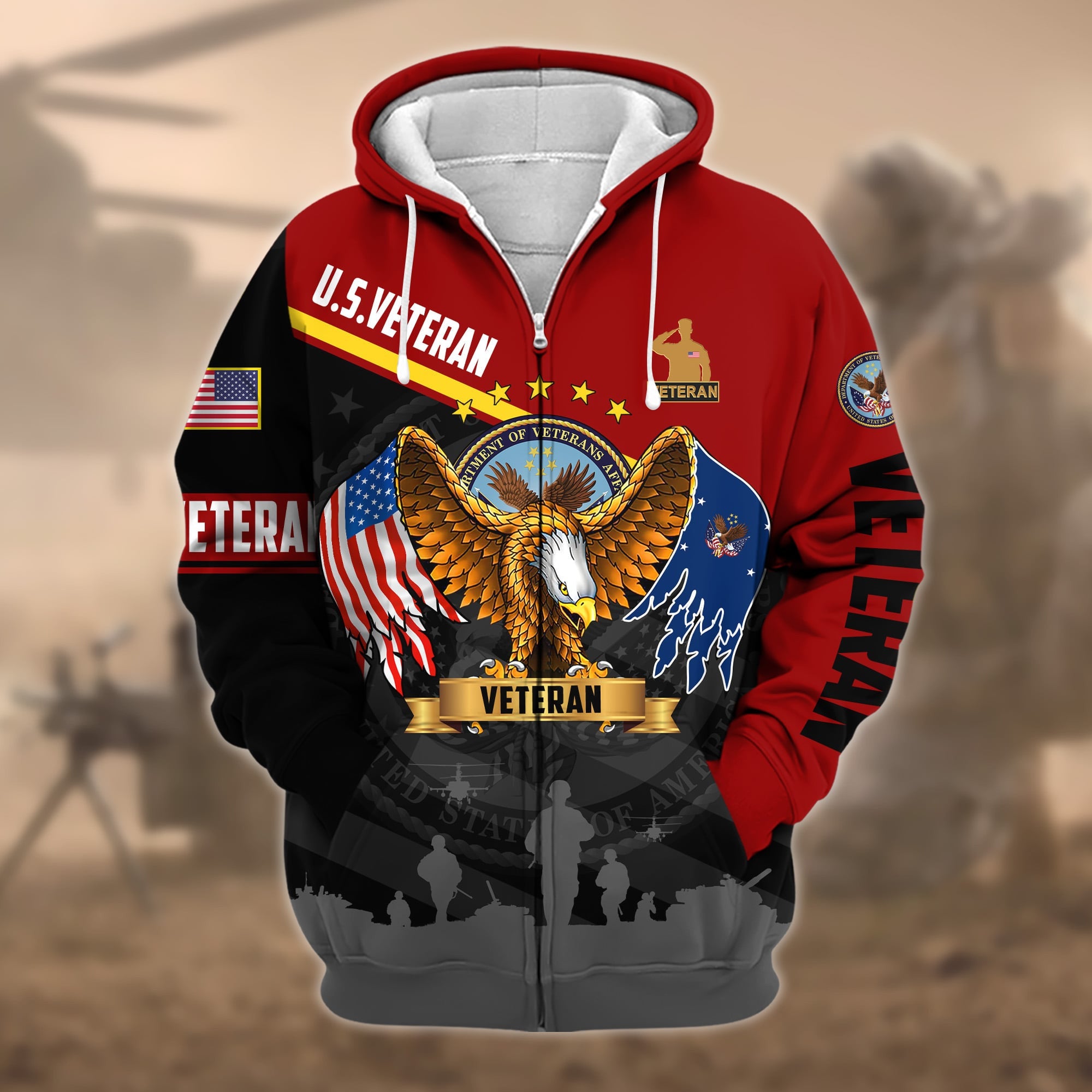 Premium Proudly Served US Veteran Zip Hoodie APVC140802