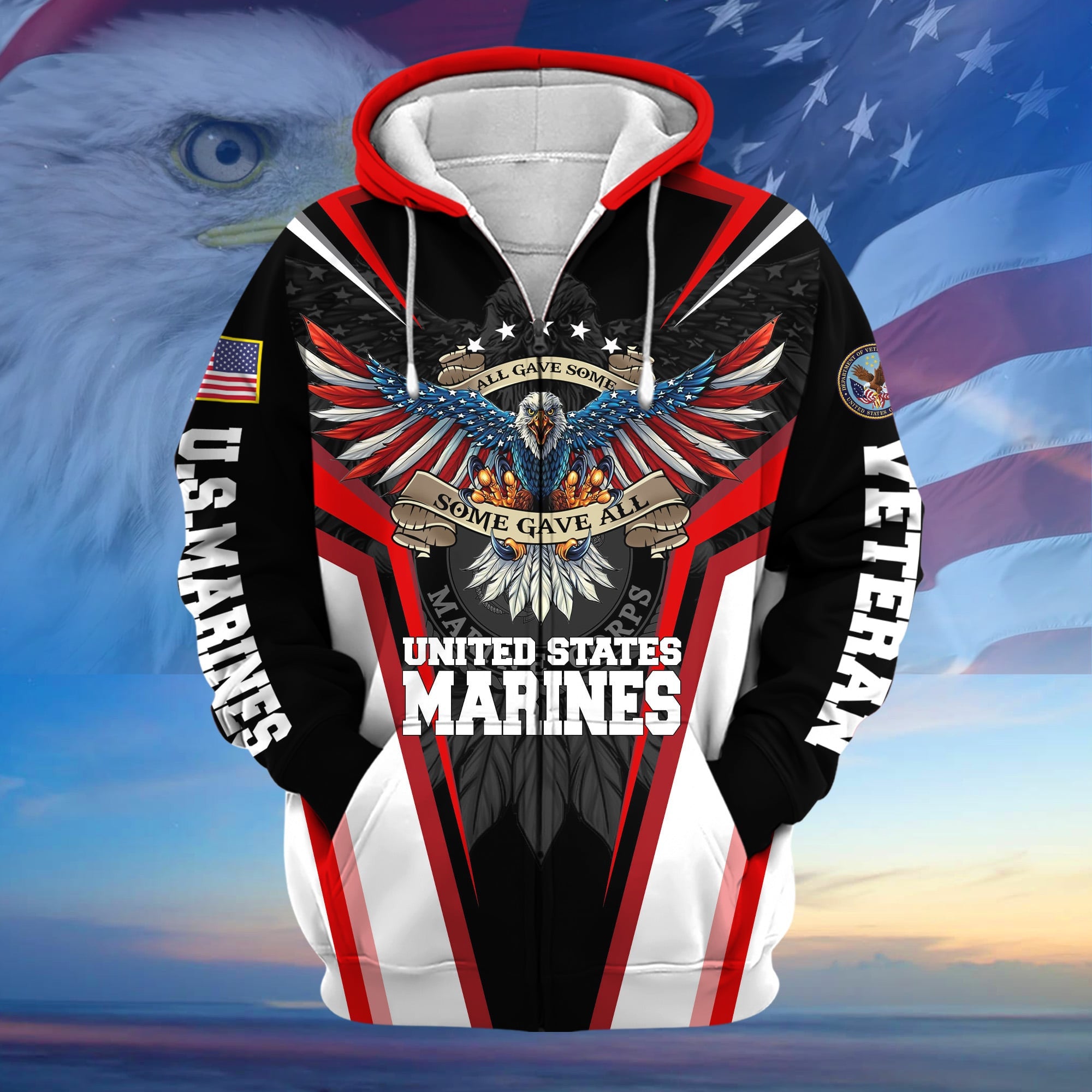 Premium All Gave Some Some Gave All US Veteran Zip Hoodie APVC140801