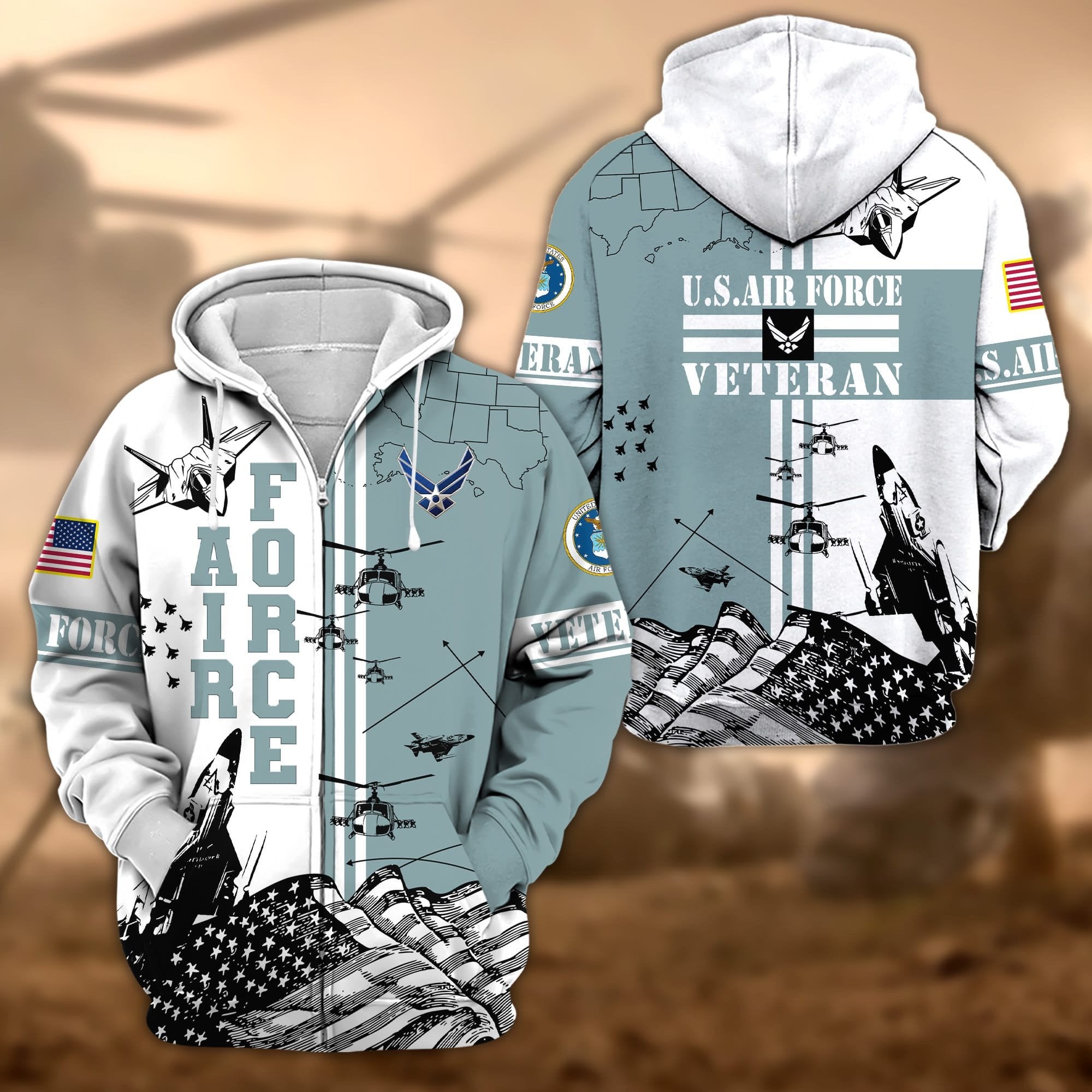Premium Proudly Served US Veteran Zip Hoodie APVC210801