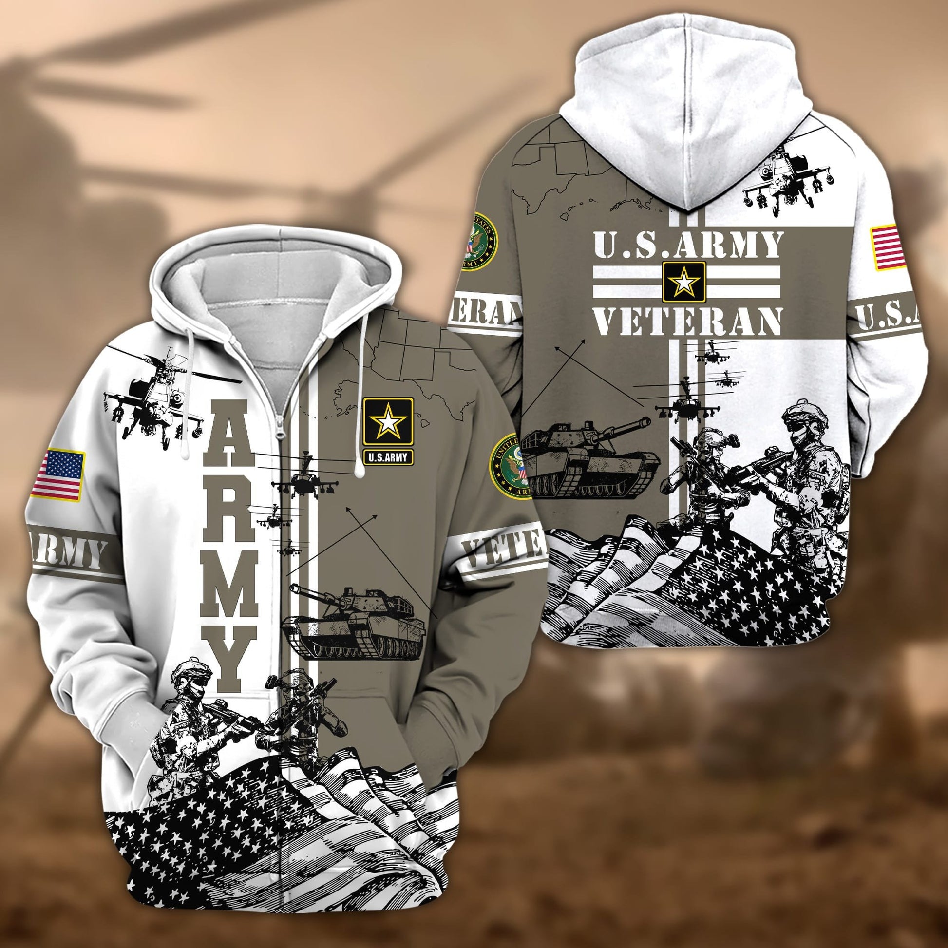 Premium Proudly Served US Veteran Zip Hoodie APVC210801
