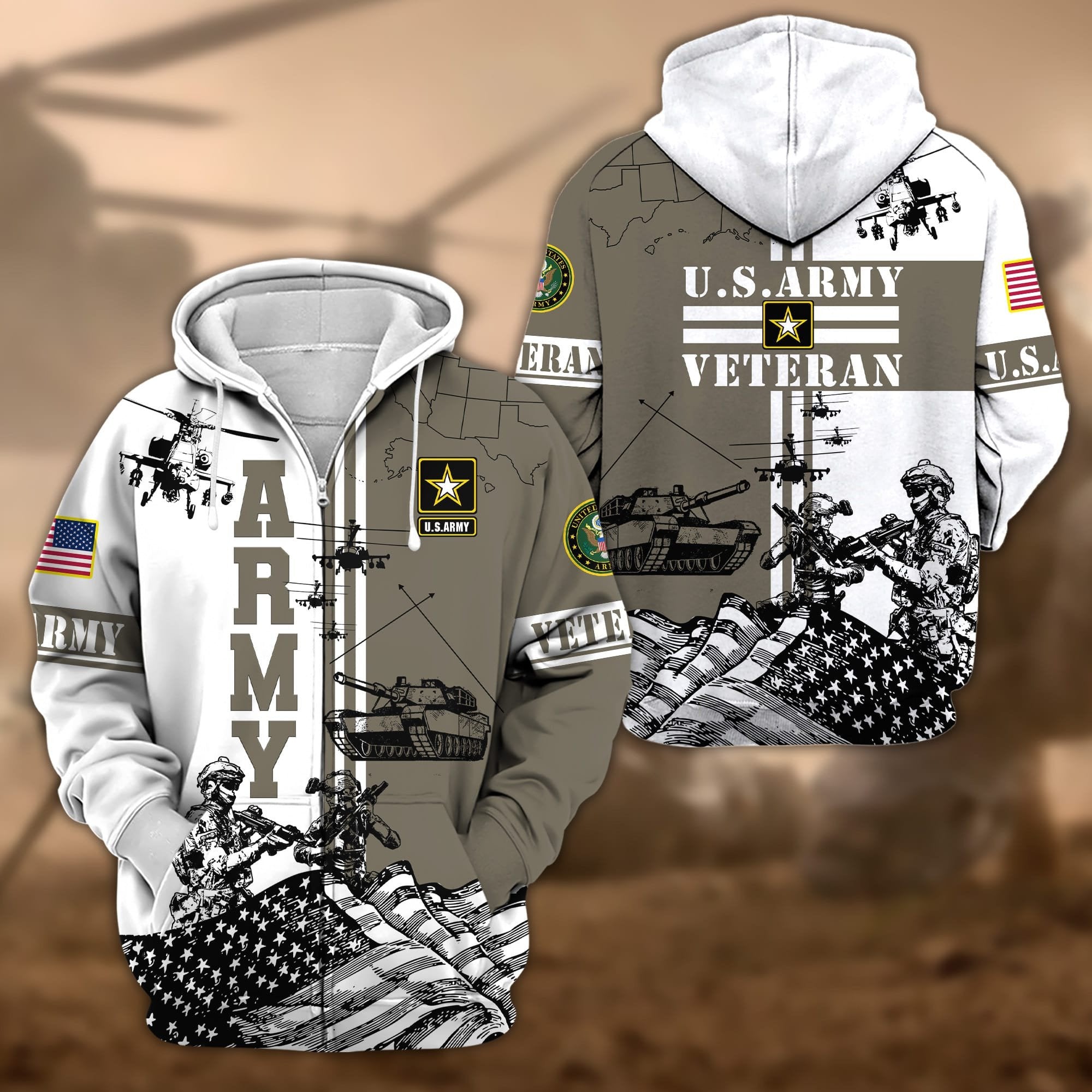 Premium Proudly Served US Veteran Zip Hoodie APVC210801