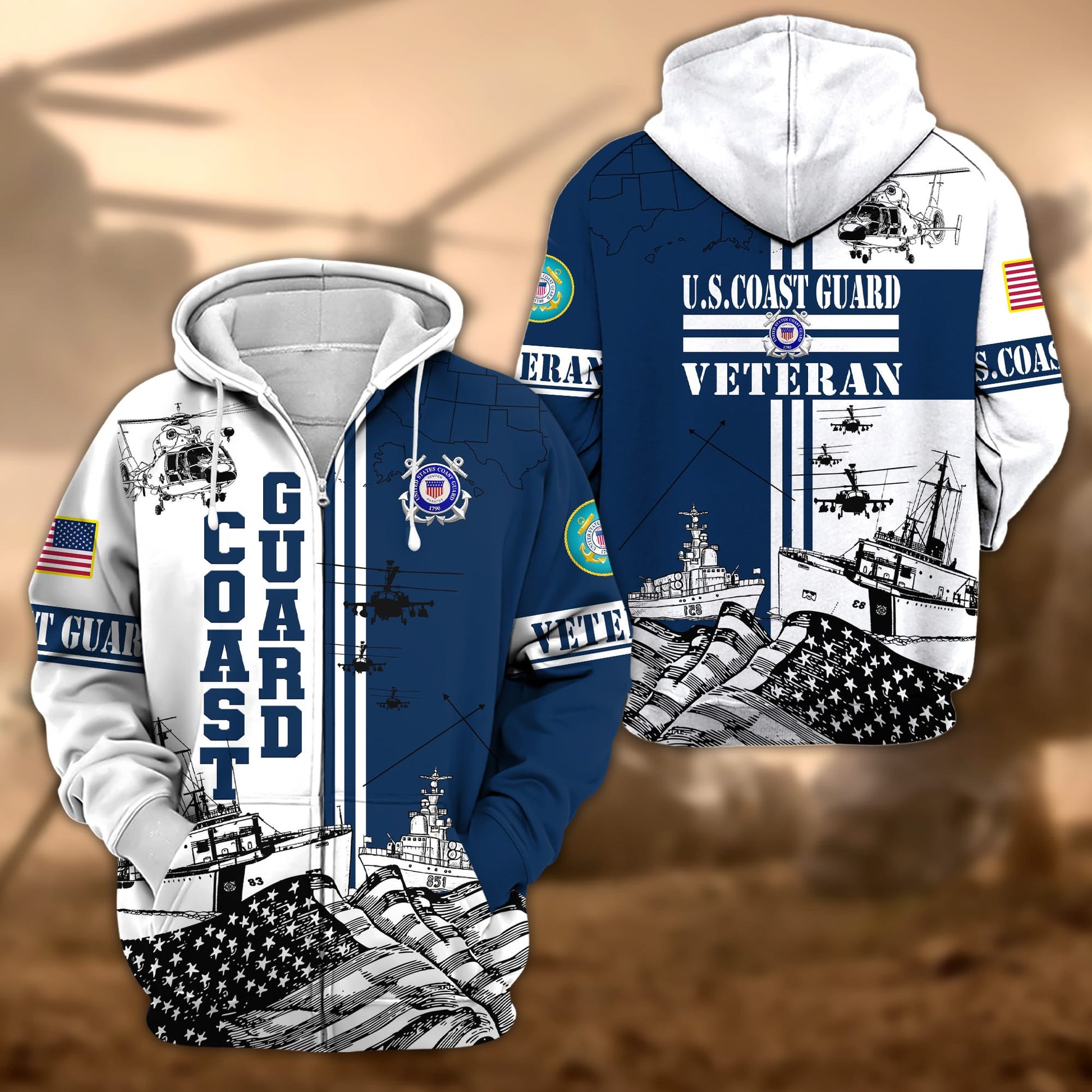 Premium Proudly Served US Veteran Zip Hoodie APVC210801