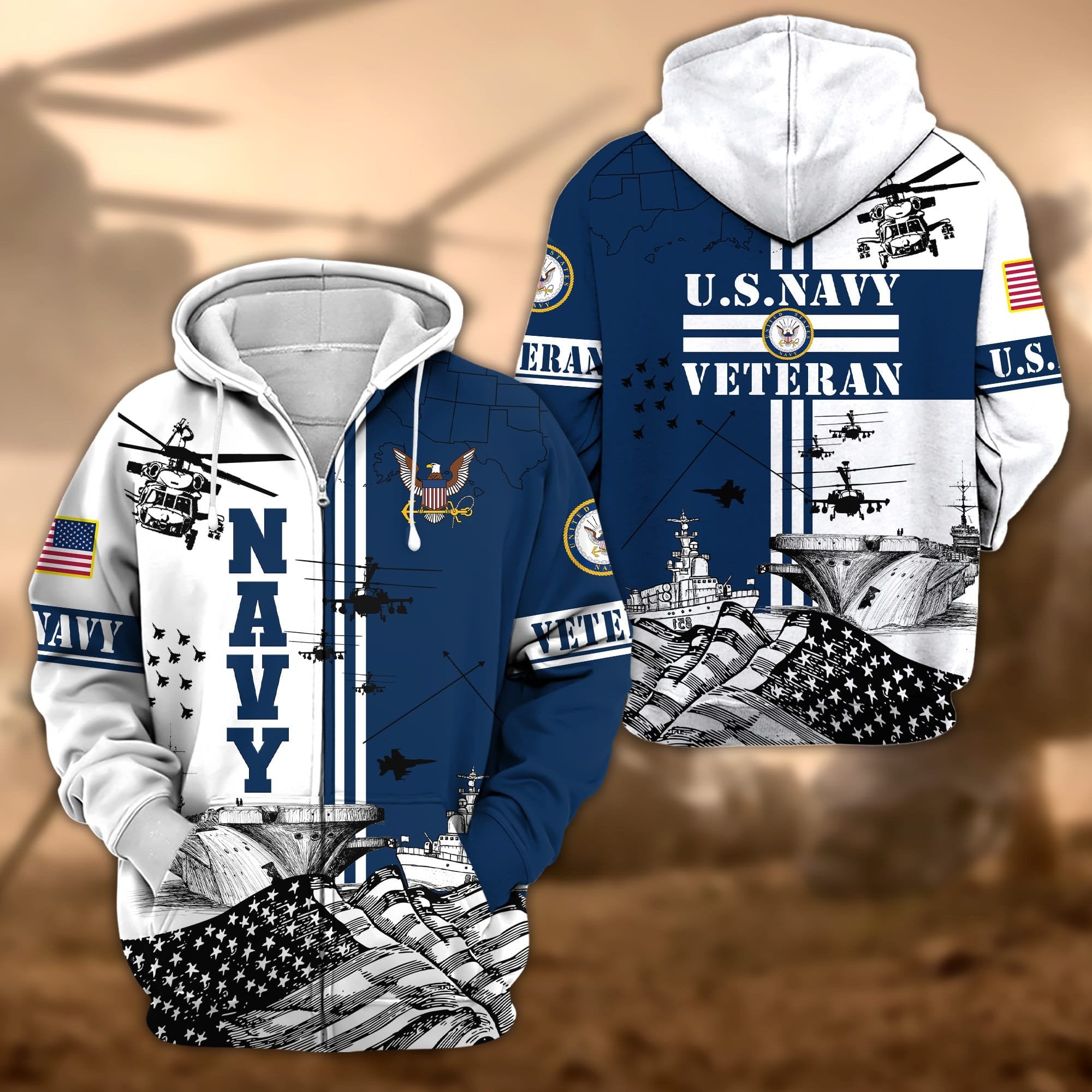 Premium Proudly Served US Veteran Zip Hoodie APVC210801