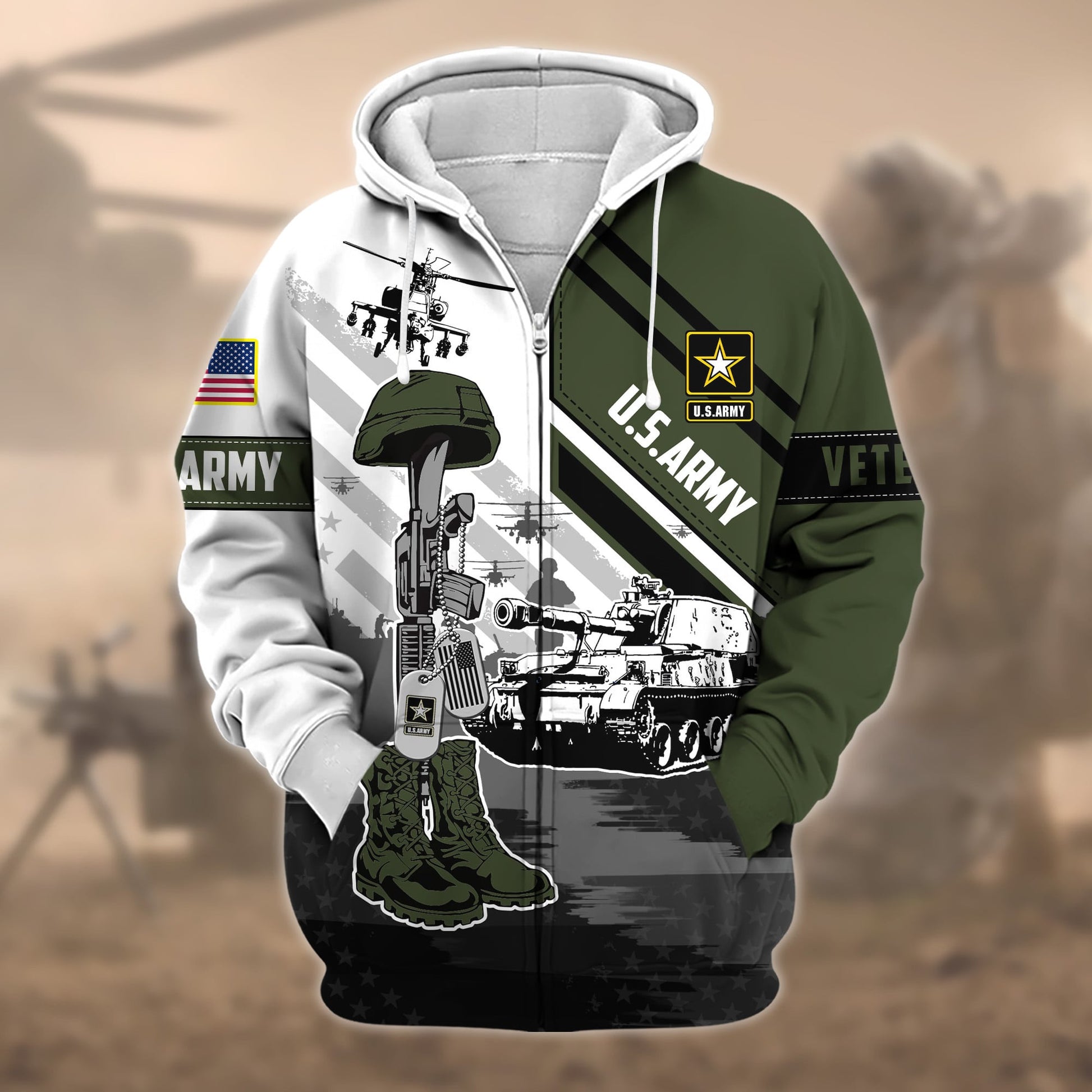 Premium Honoring All Who Served US Veteran Zip Hoodie APVC150801