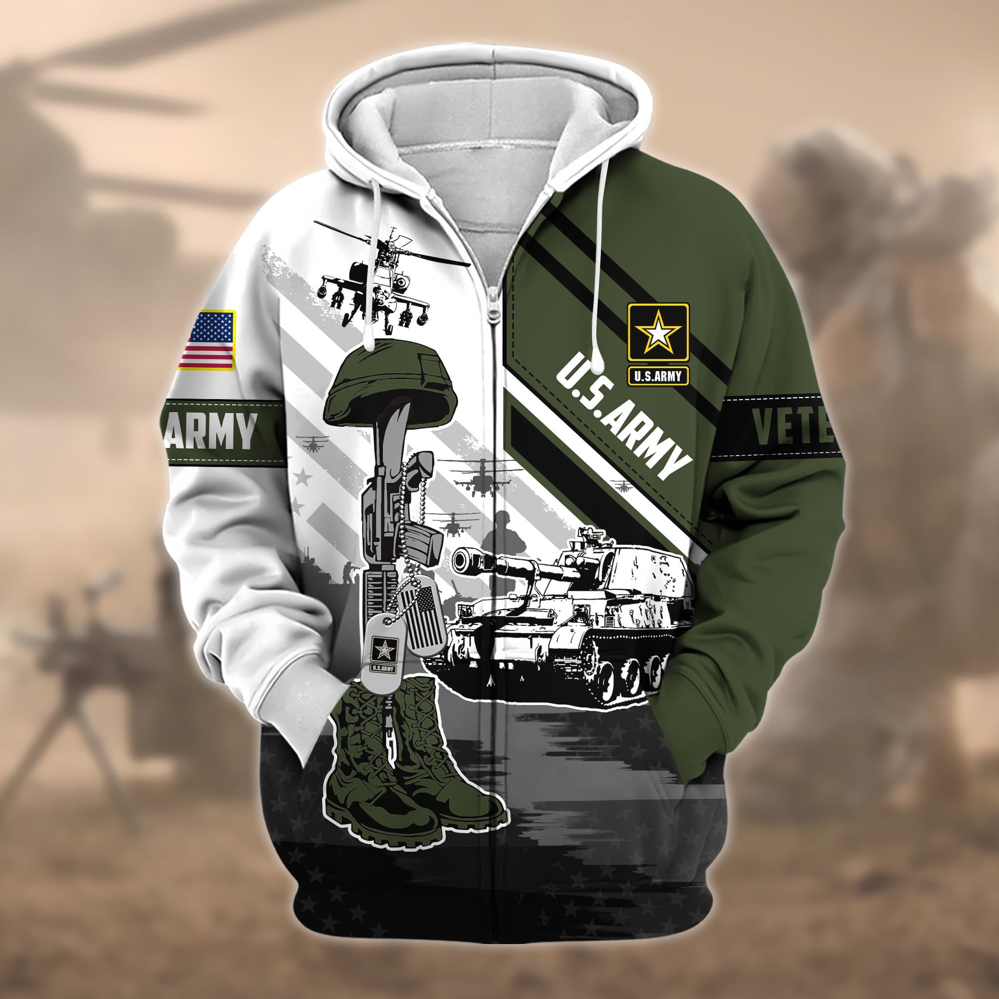 Premium Honoring All Who Served US Veteran Zip Hoodie APVC150801