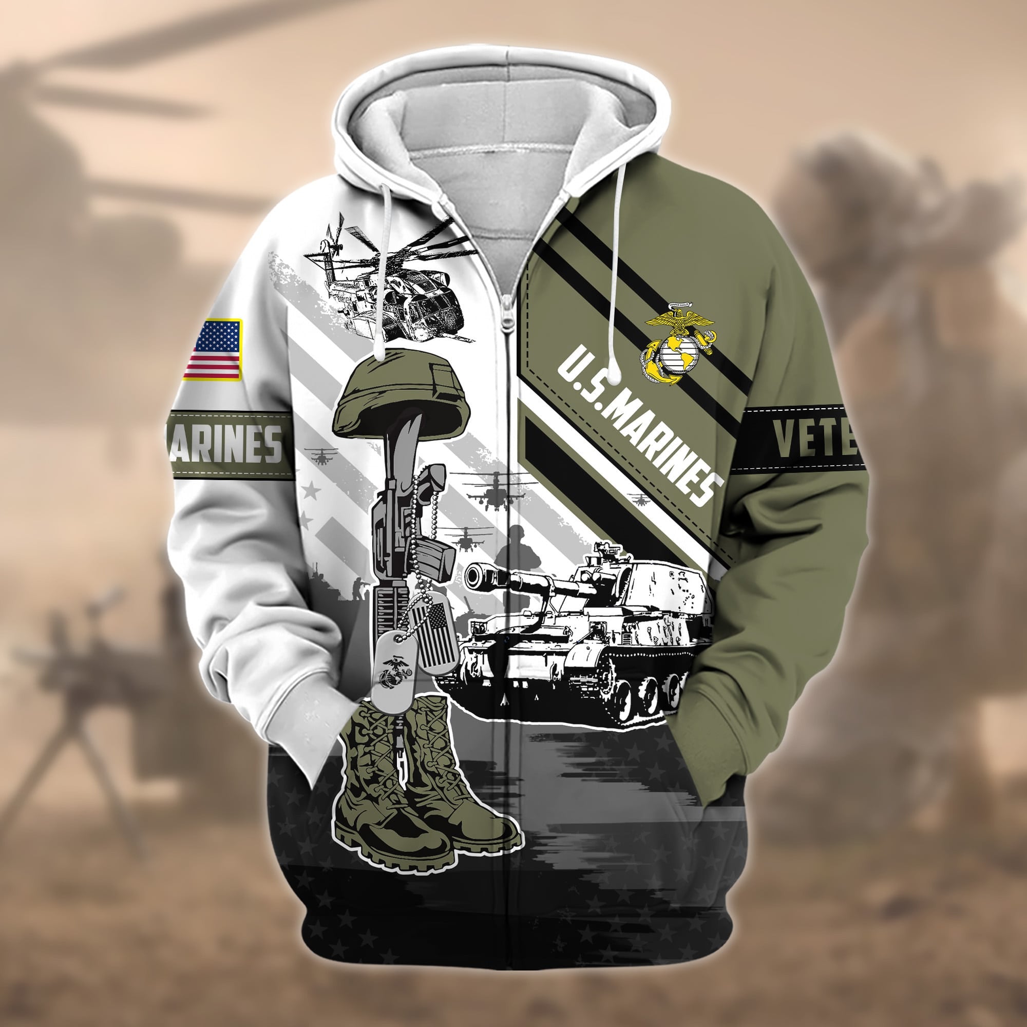Premium Honoring All Who Served US Veteran Zip Hoodie APVC150801