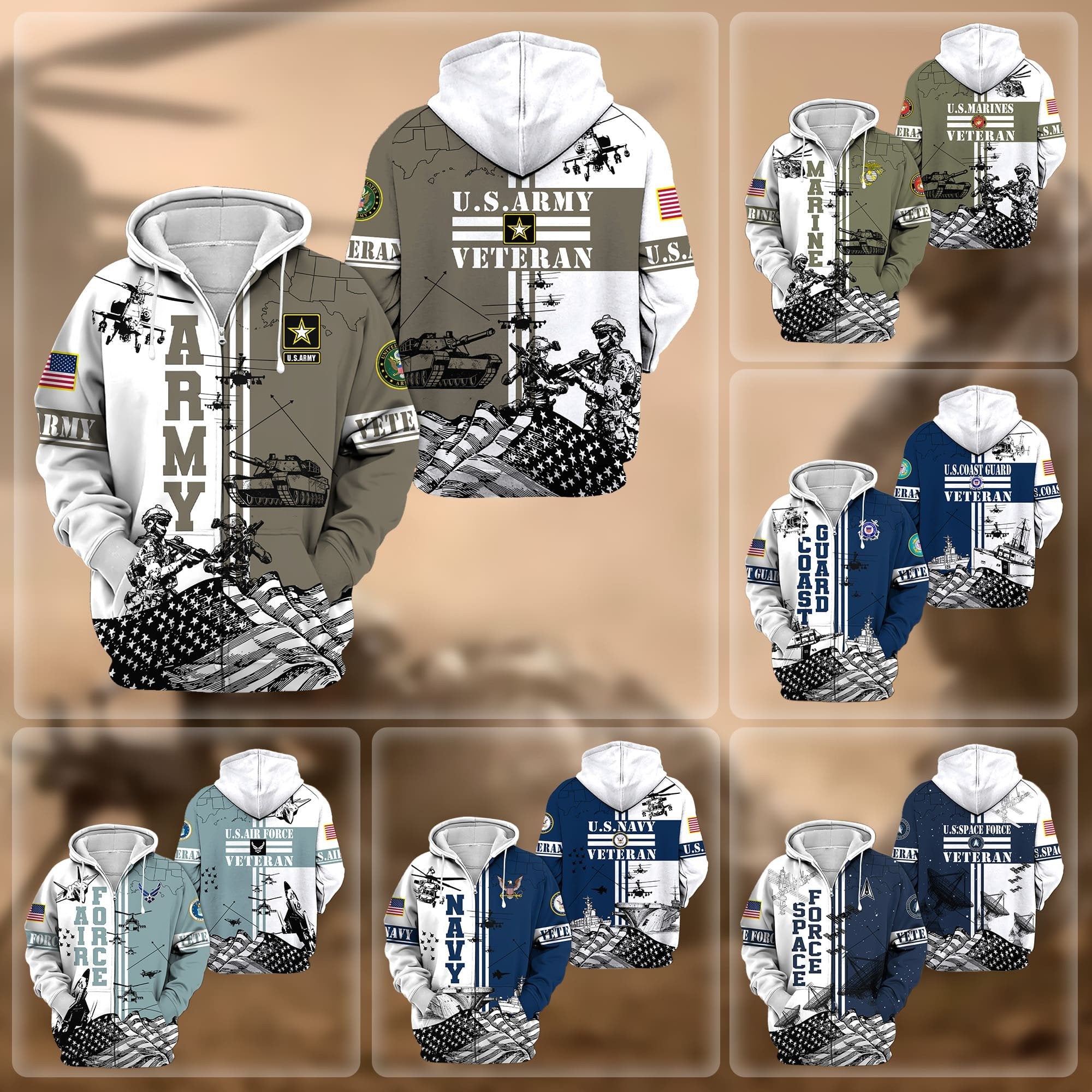 Premium Proudly Served US Veteran Zip Hoodie APVC210801