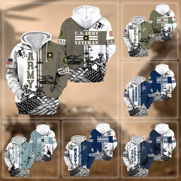 Premium Proudly Served US Veteran Zip Hoodie APVC210801