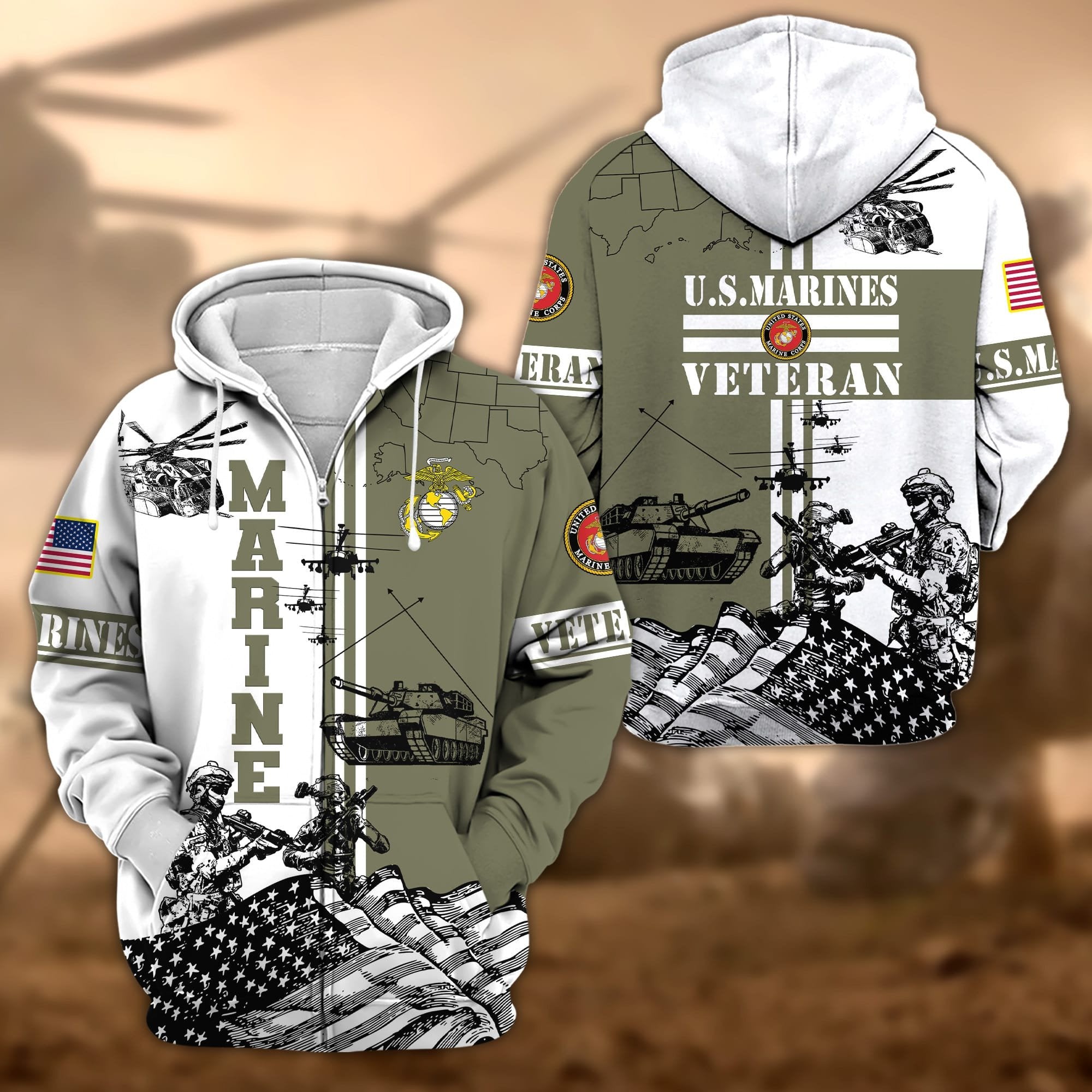 Premium Proudly Served US Veteran Zip Hoodie APVC210801