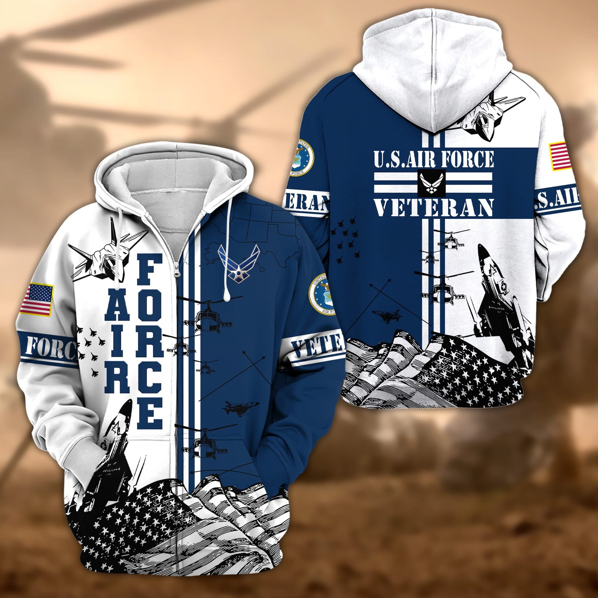 Premium Proudly Served US Veteran Zip Hoodie APVC210801